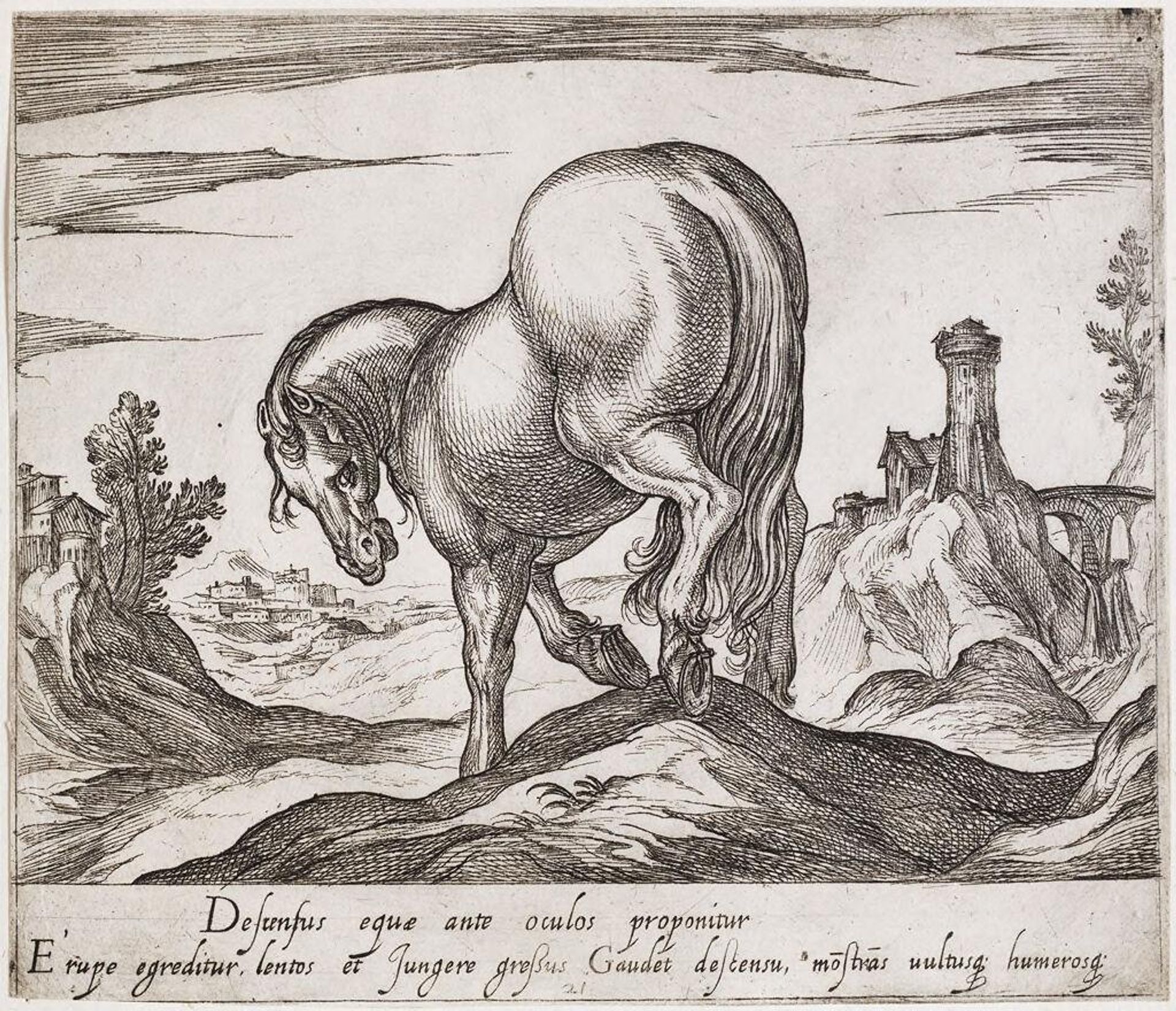 A Horse Descending a Mound, Viewed from the Rear by Antonio Tempesta