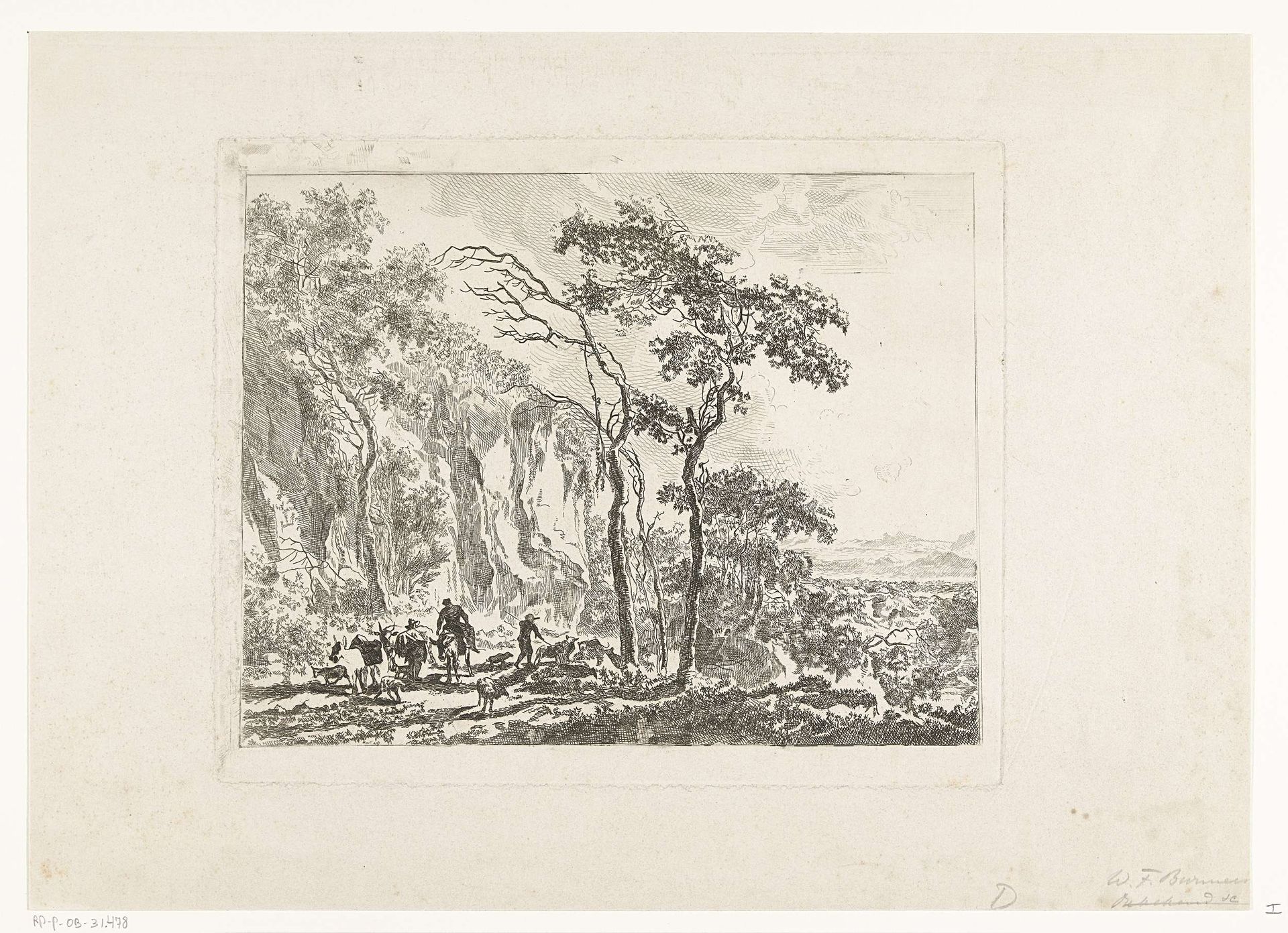 Landschap met herders by Friedrich Wilhelm Burmeister