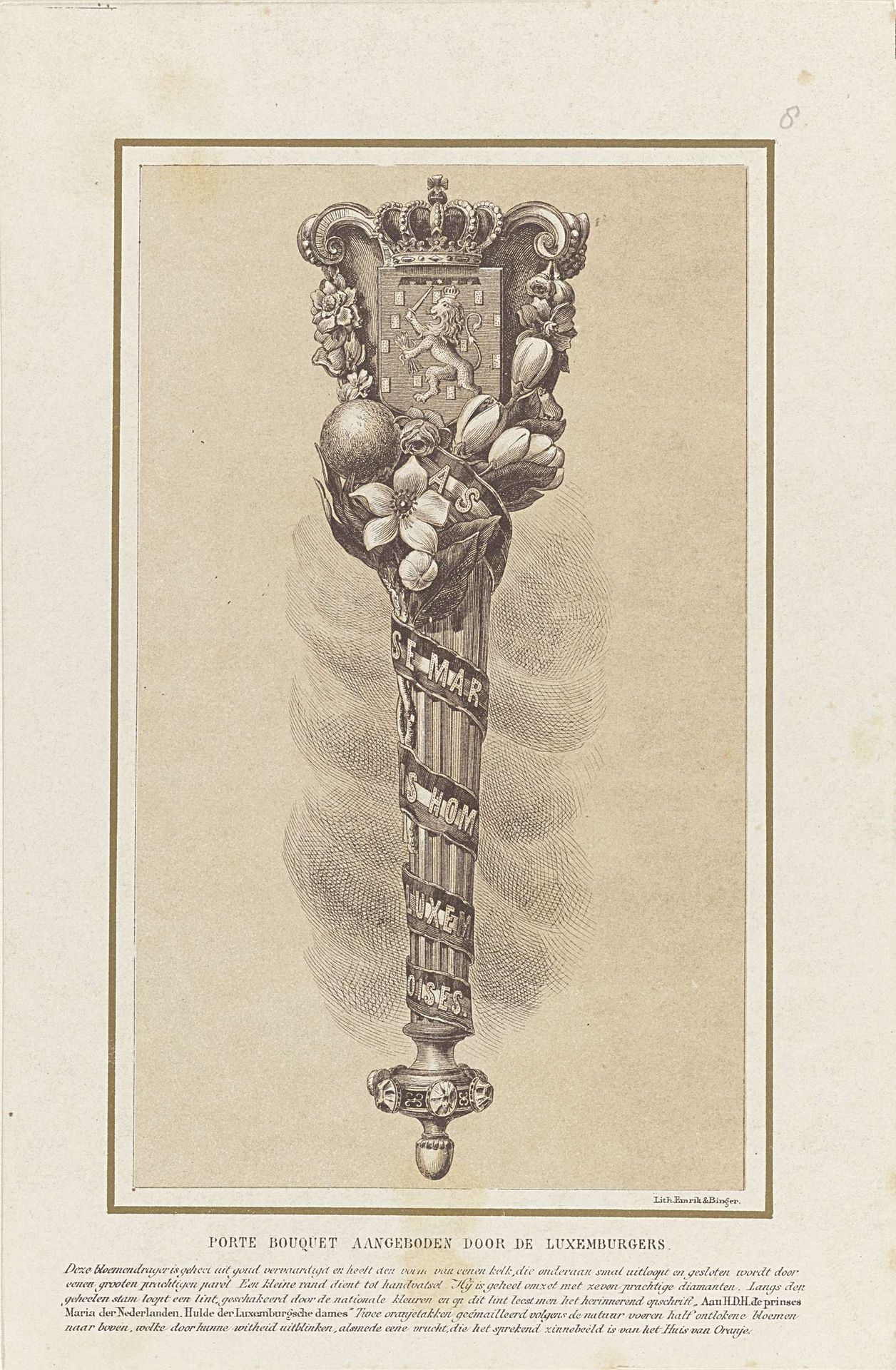 Draagboeket aangeboden aan prinses Maria door de Luxemburgse dames, 1878 by Anonymous