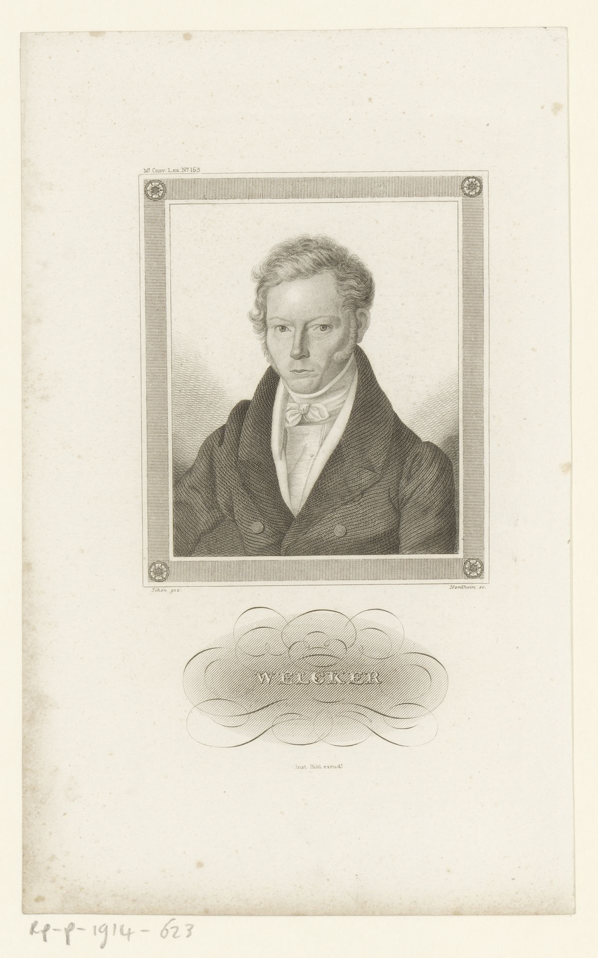 Portret van Carl Theodor Welcker by Johann Georg Nordheim
