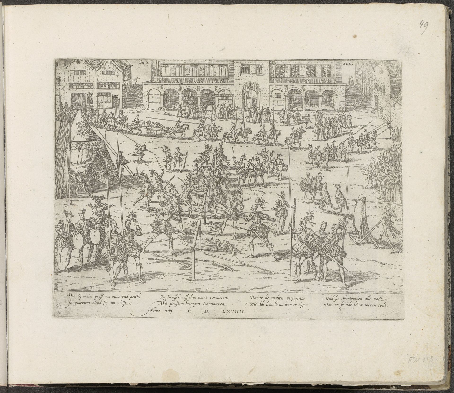 Toernooi op de Grote Markt te Brussel, 1569 by Frans Hogenberg