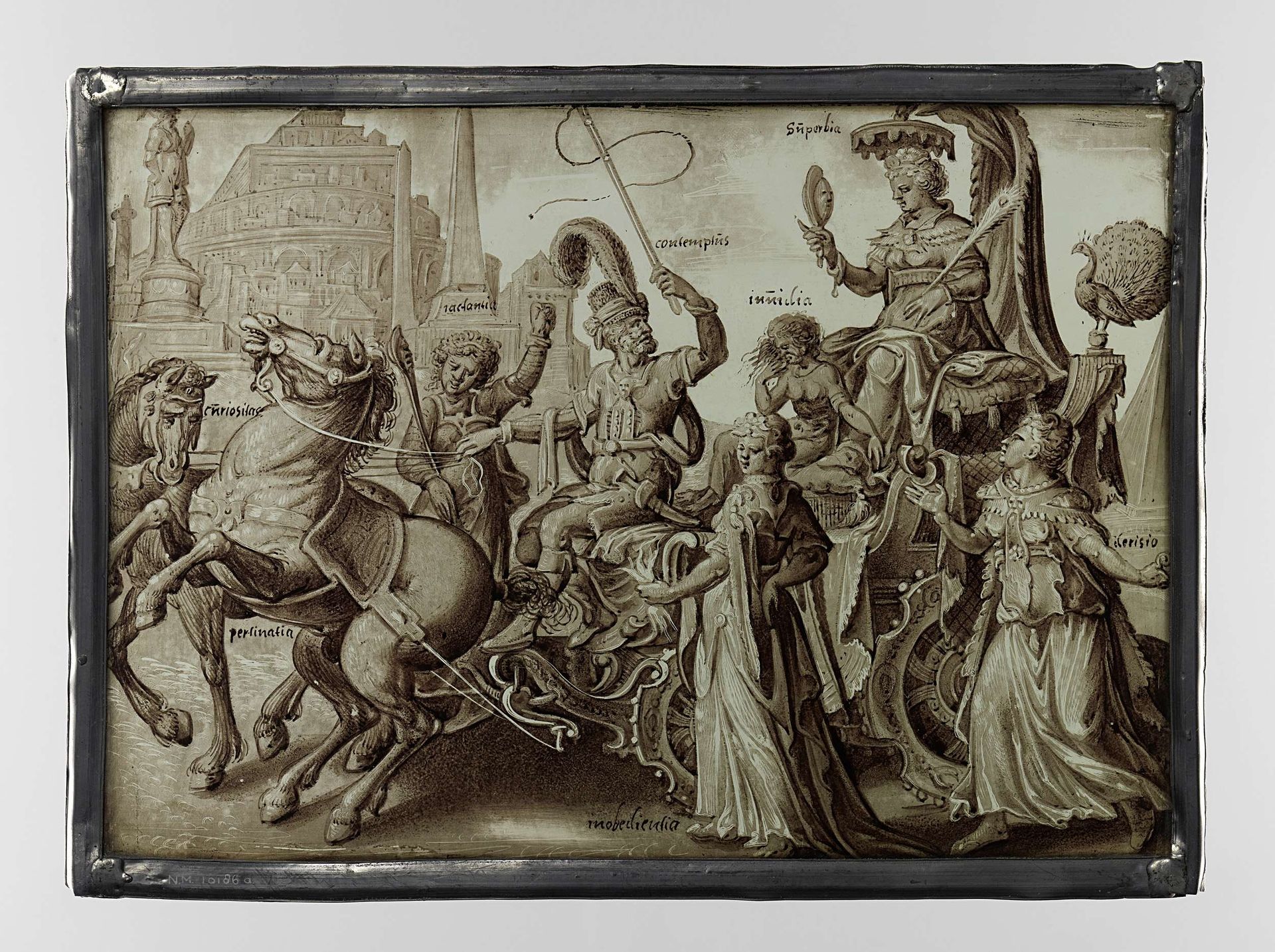 Ruit met De Triomf van de Hoogmoed (Superbia) by Anonymous