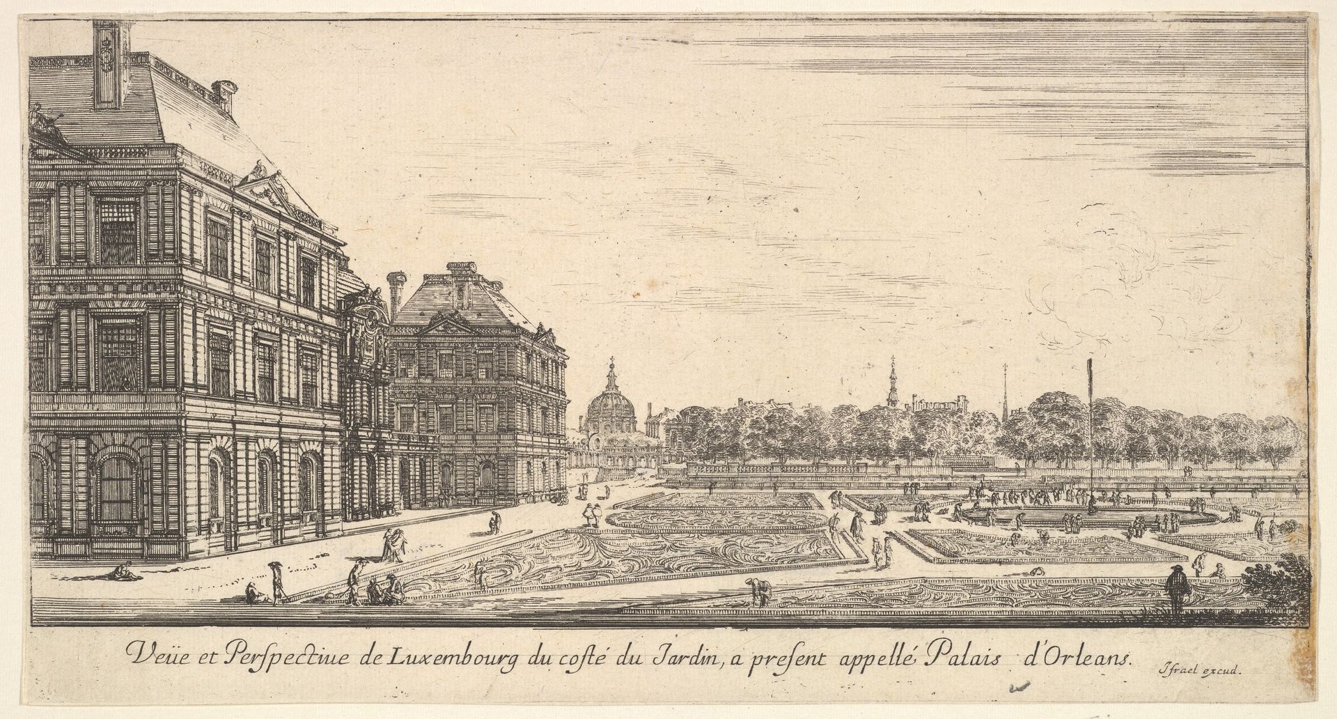 View of Luxembourg from the garden side of the Palais d'Orleans, from 'Various views of remarkable places in Italy and France' (Diverses vues d'endroits remarquables d'Italie et de France) by Stefano della Bella
