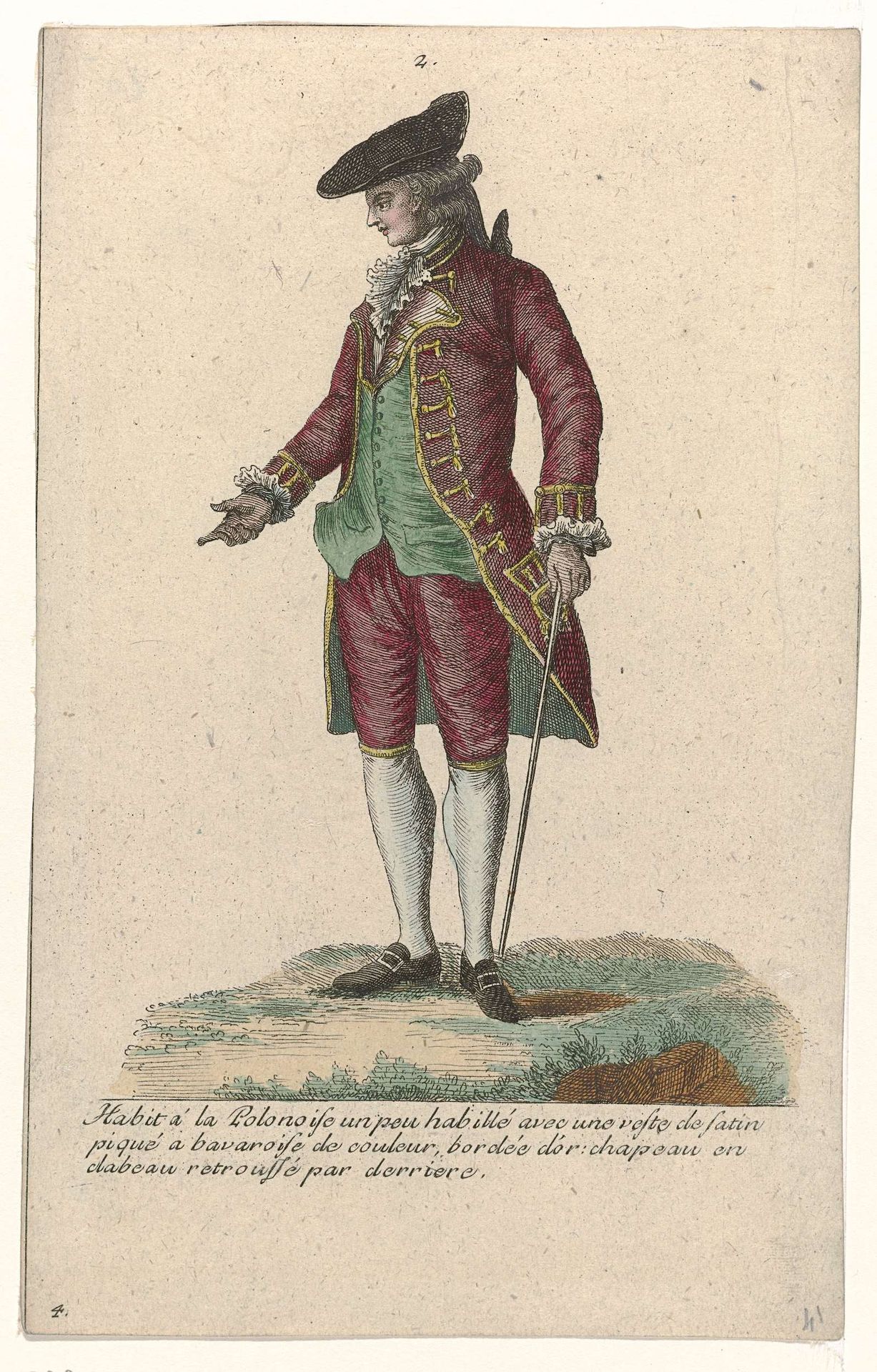 Gallerie des Modes et Costumes Français, 1785, nr. 2, nr. 4, Kopie naar T 110: Habit á la Polonois (...) by Pierre Gleich