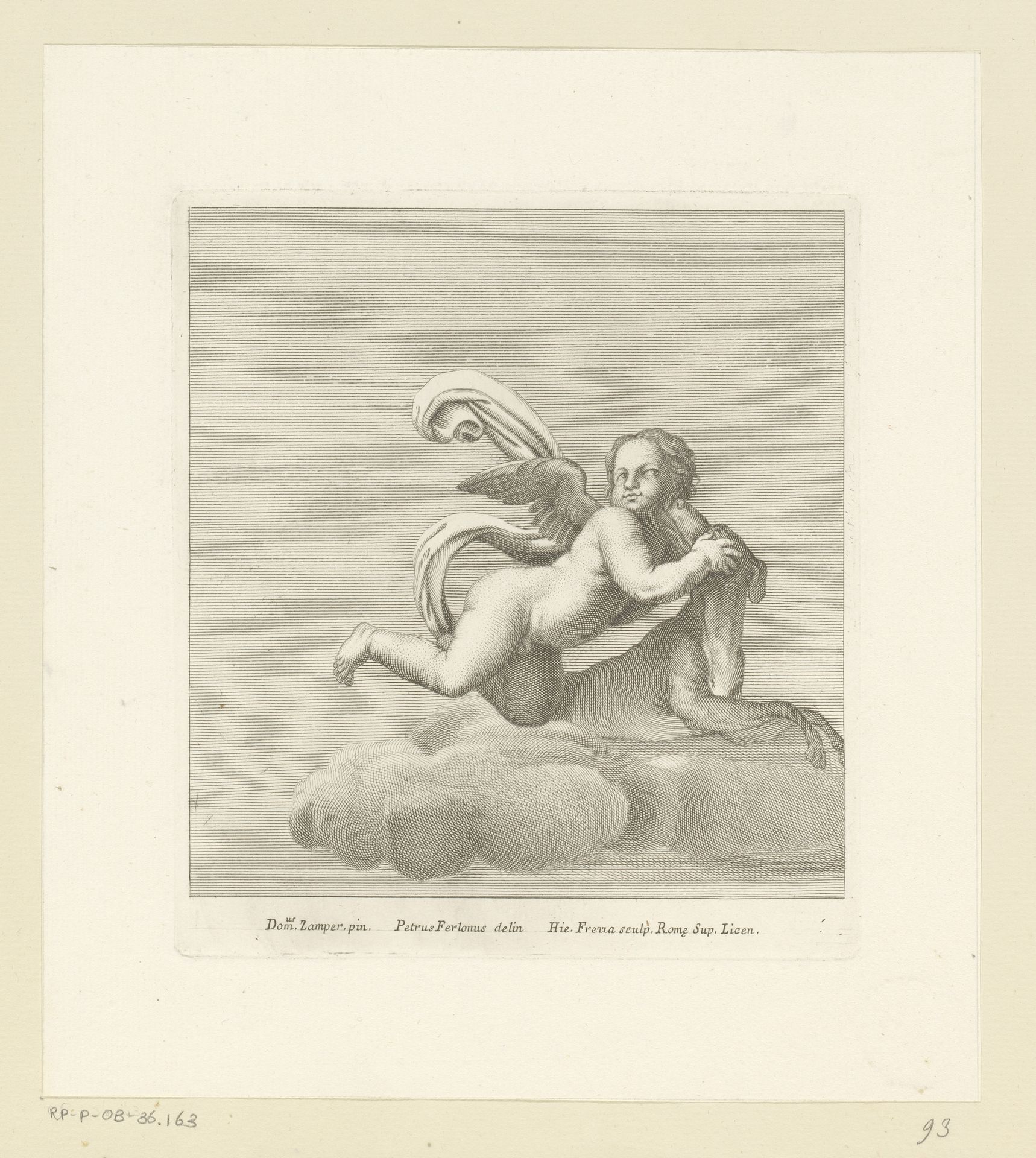Putto met hond by Giovanni Girolamo Frezza