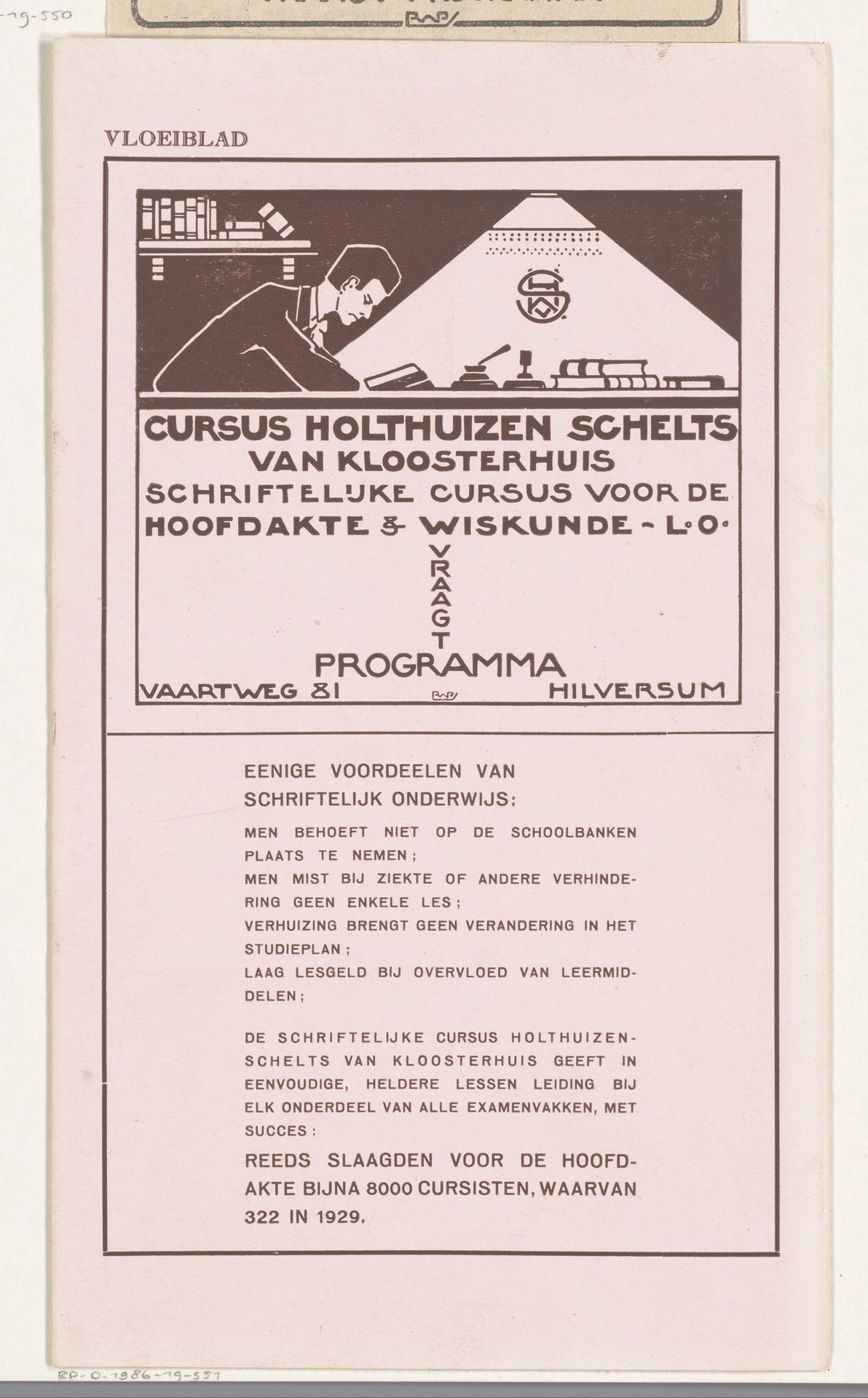 Advertentie voor Cursus Holthuizen by Reinier Willem Petrus de (1874-1952) Vries
