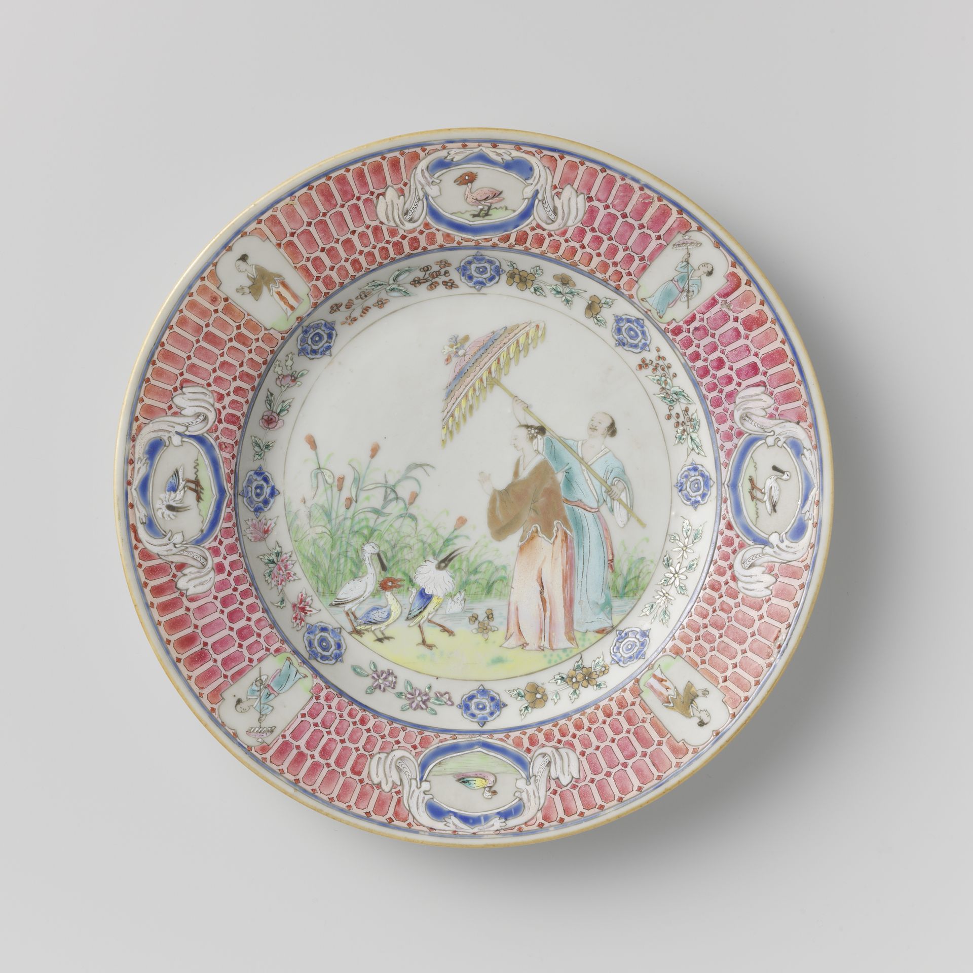 Plate with an image of The Parasol Lady by Anonymous