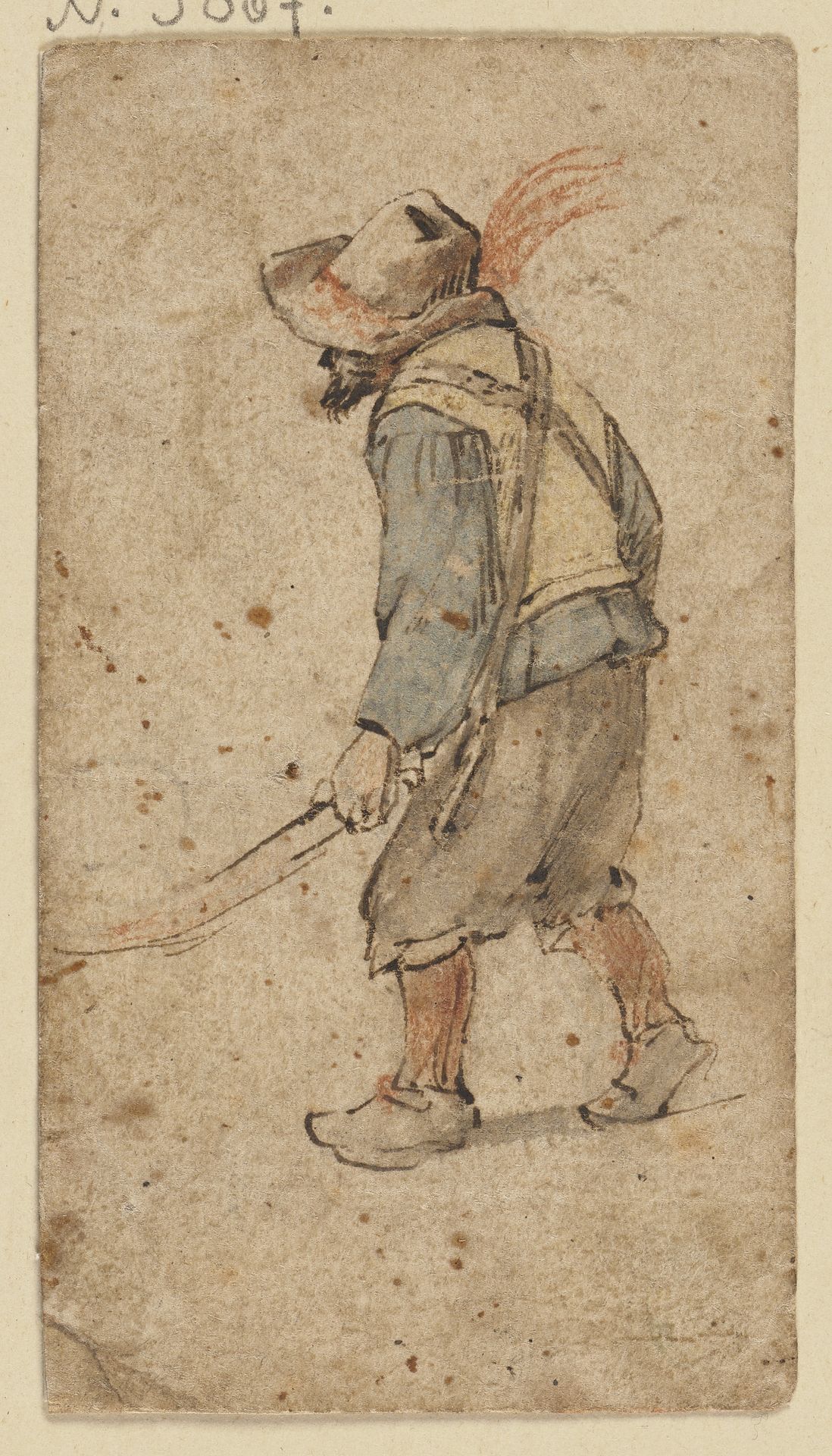 Bauer in der Haltung eines Mannes, der einen Schubkarren führt by Hendrick Avercamp