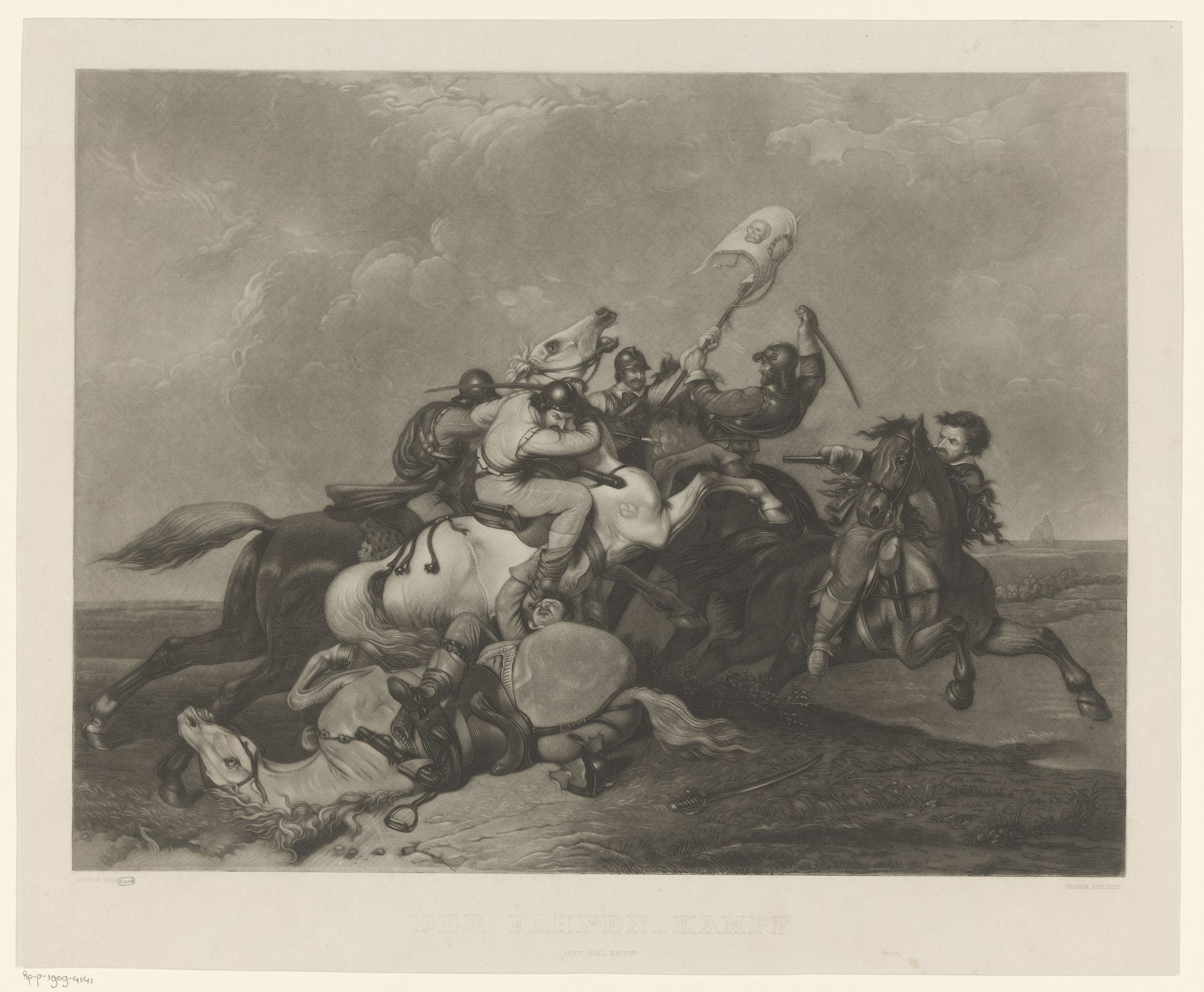 Ruiters in strijd om een vlag by Horazio Gaigher