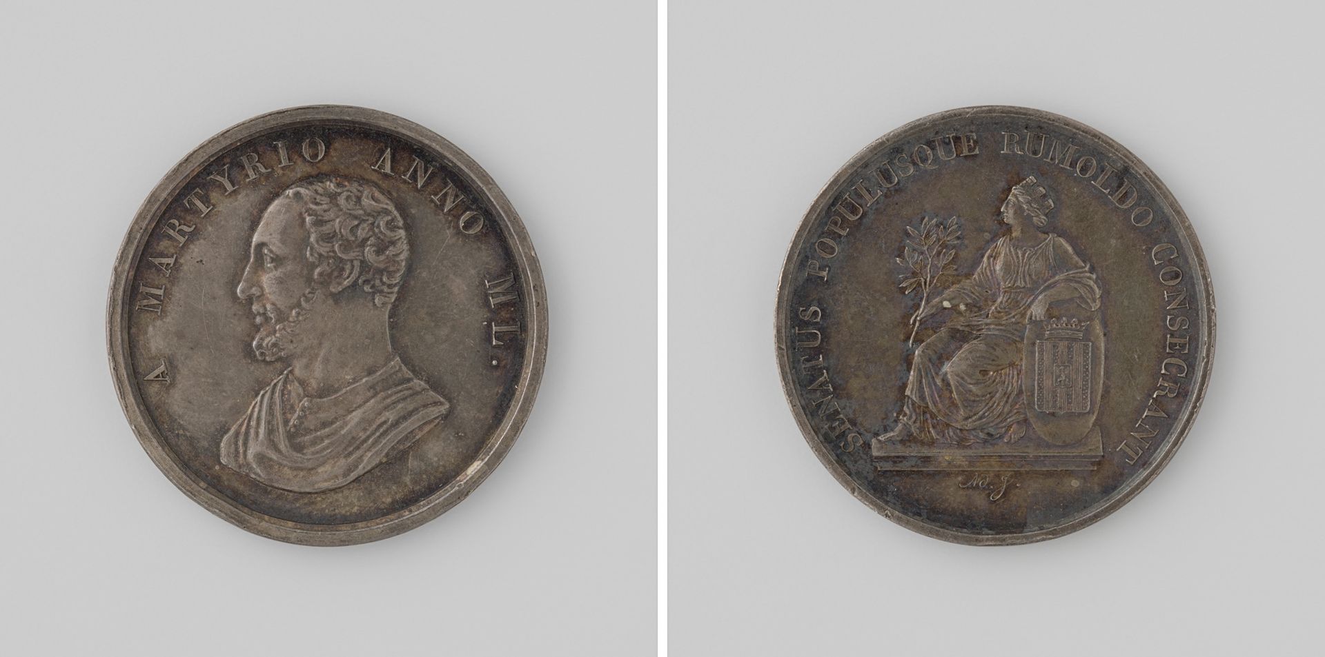 Duizendvijftigjarige viering van het martelaarschap van St. Rumoldus, patroon van de stad Mechelen by Adolphe Jouvenel