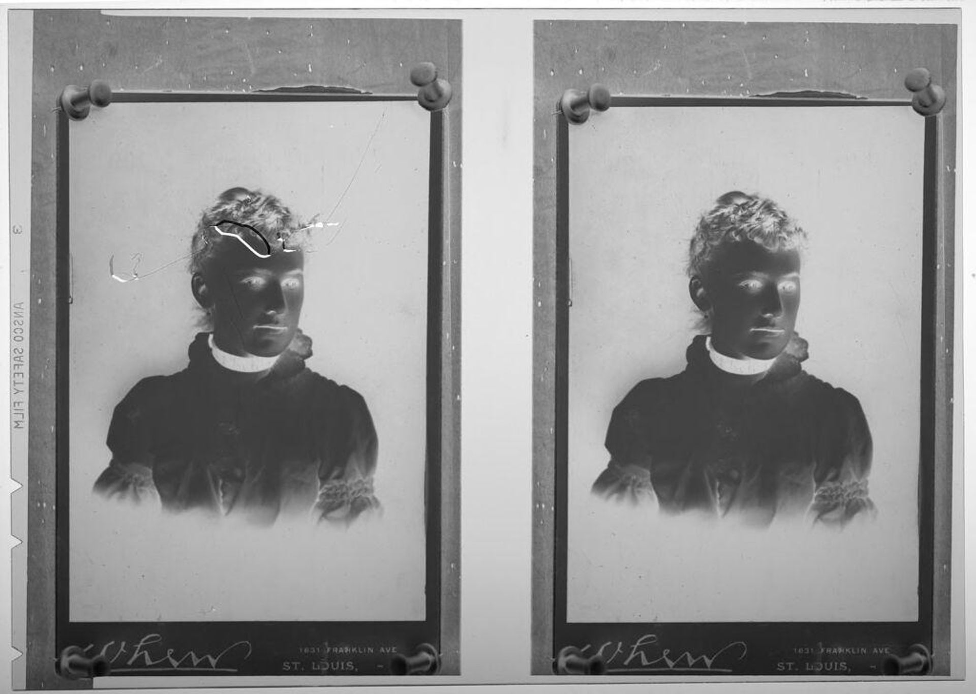 Untitled (double rephotographed image of early portrait of woman) by Martin Schweig