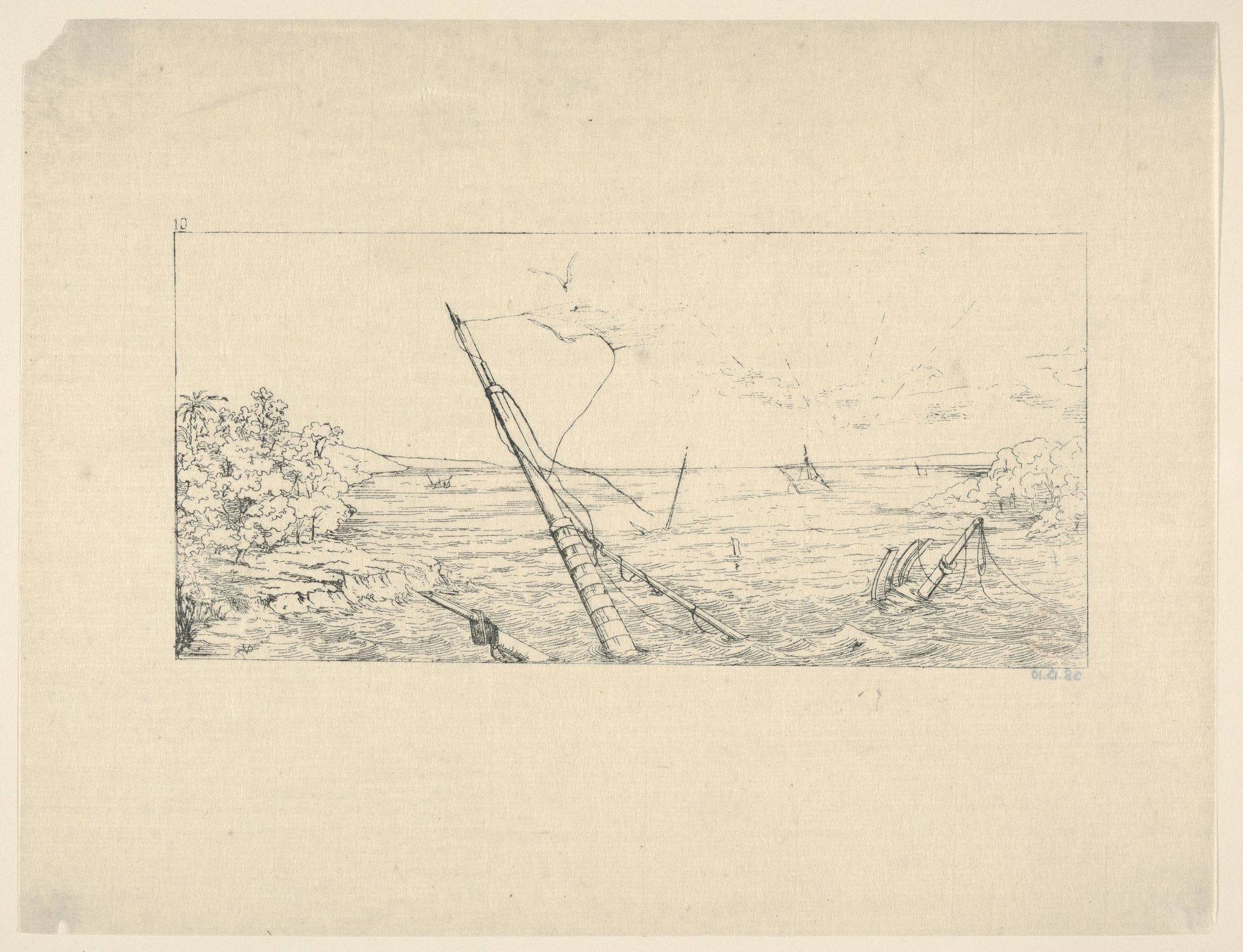 Stone Blockade off Charleston, South Carolina (from Confederate War Etchings) by Adalbert John Volck
