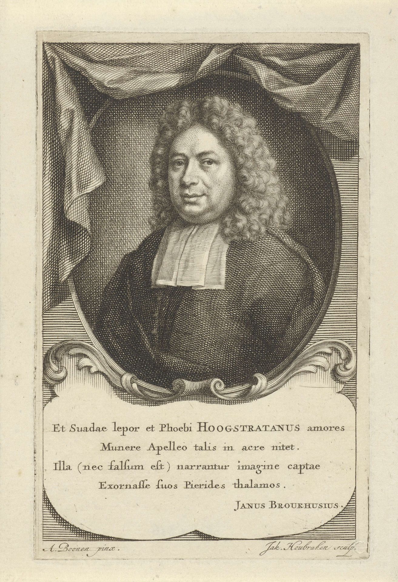 Portret van David Fransz. van Hoogstraten by Jacob Houbraken