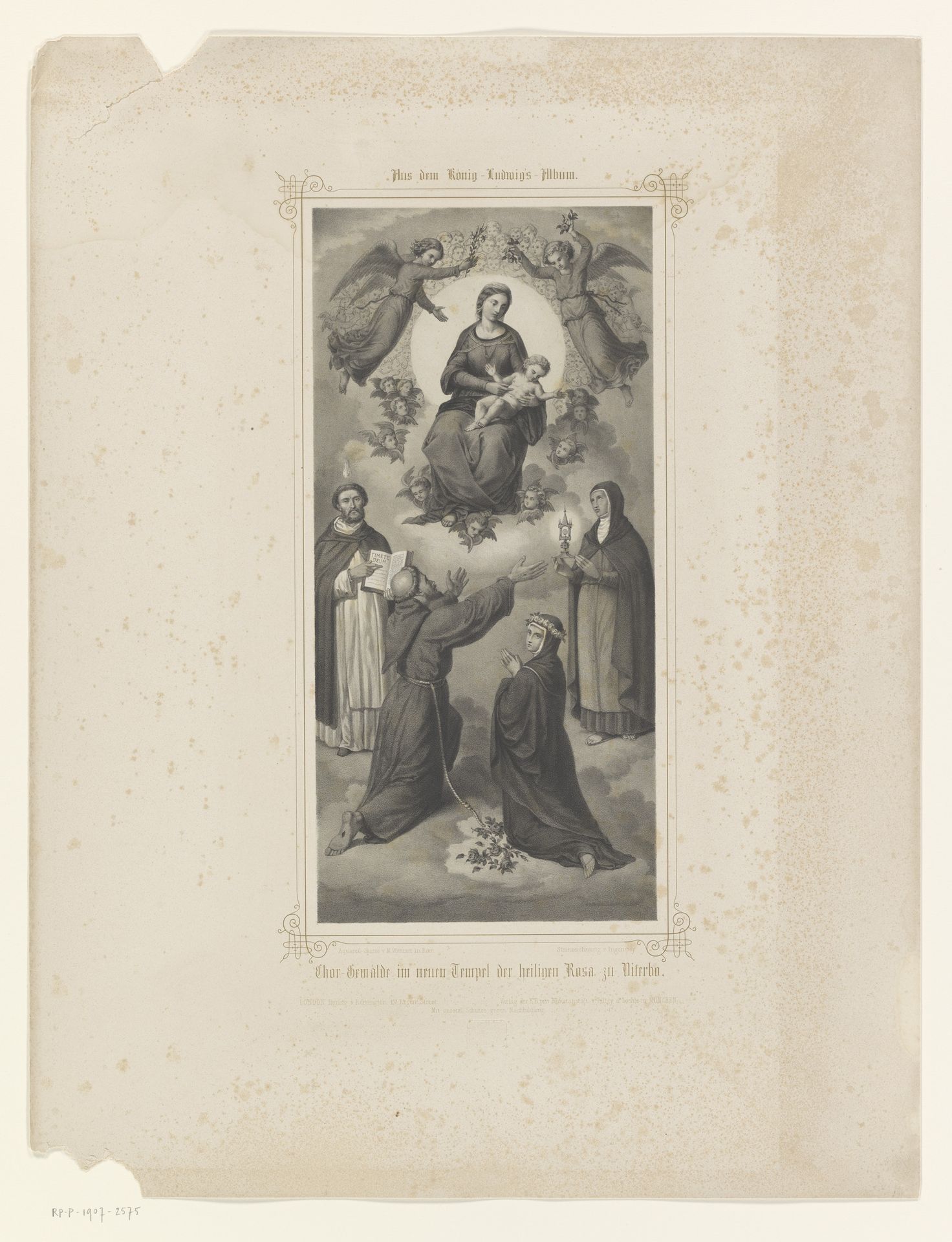Heilige Franciscus en Rosa van Viterbo bidden tot Maria met kind by Franz Maria Ingenmey