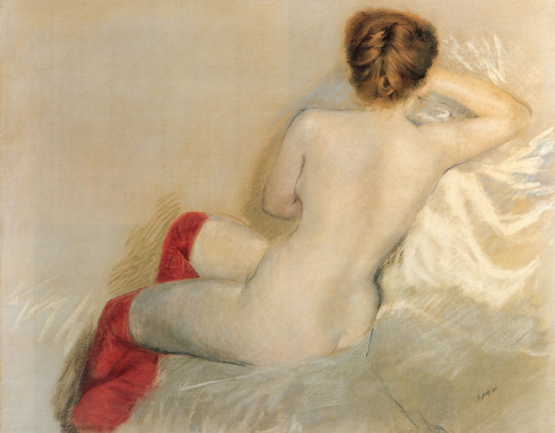 Nude with Red Stockings by Giuseppe de Nittis