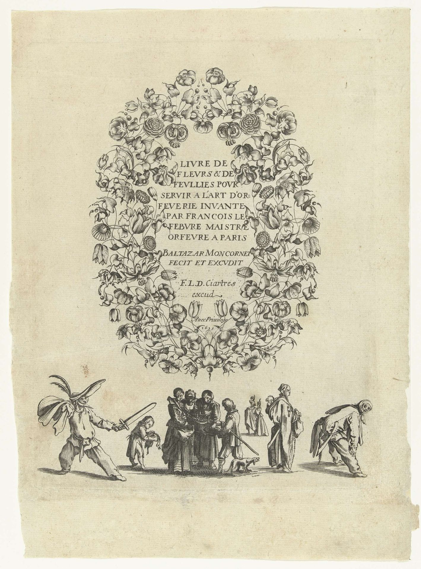 Titelblad: Livre de Fleurs & de Feullies pour servir a l'art d'orfeveri (...) by Balthazar Moncornet