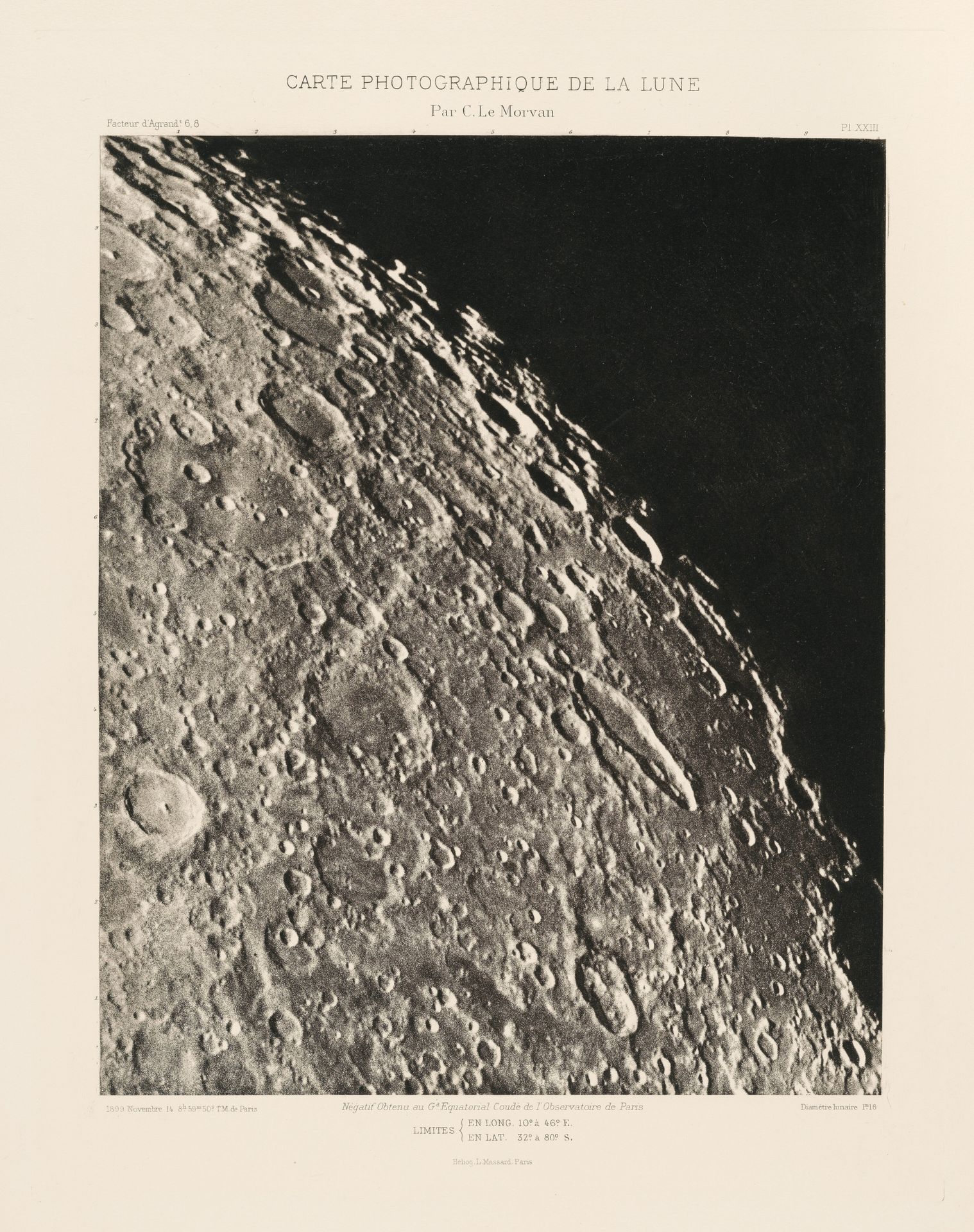 Carte photographique de la lune, planche XXIII (Photographic Chart of the Moon, plate XXIII) by Charles Le Morvan