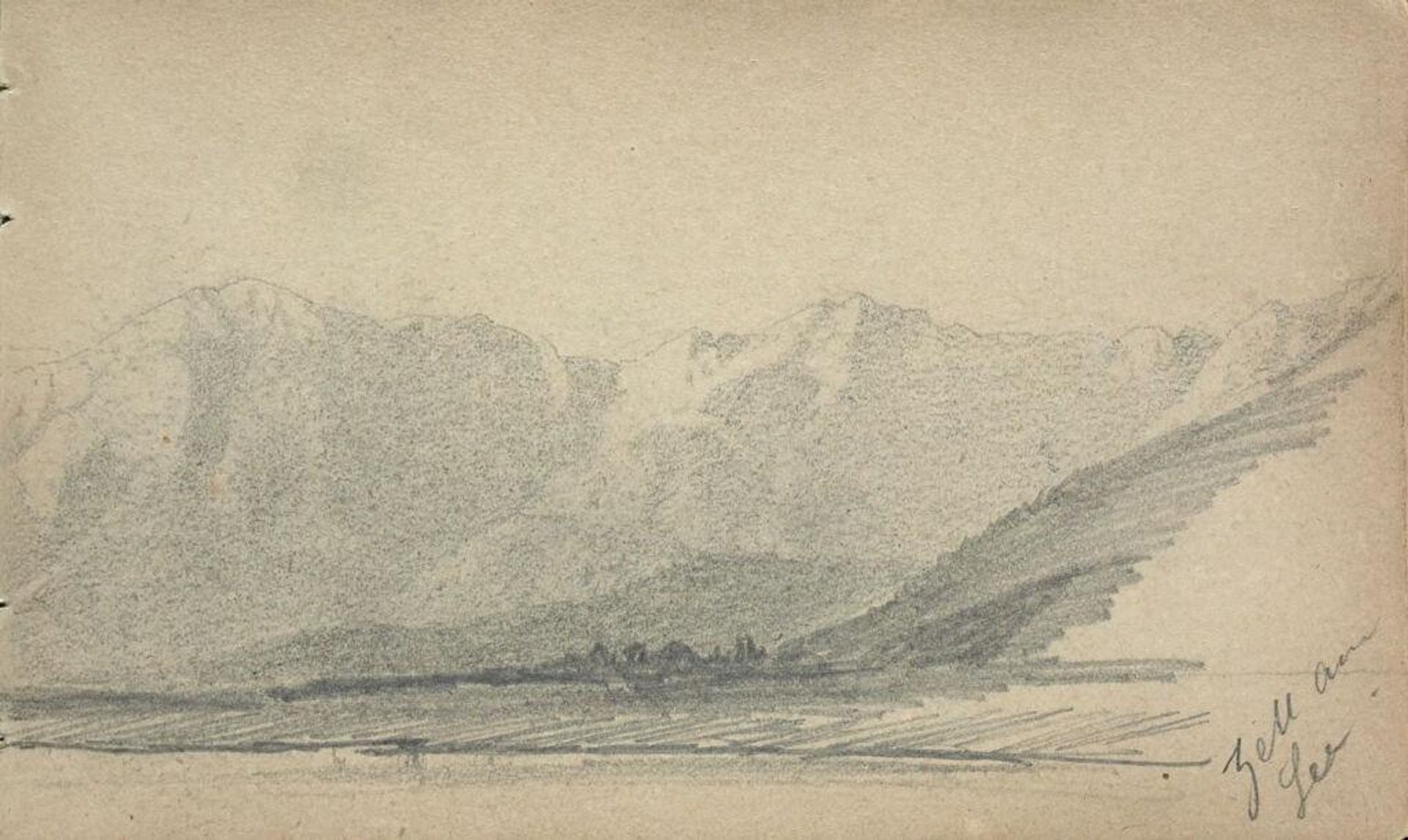 Blank page; verso: Partial Mountain Landscape, Zell am See, Austria by John Singer Sargent