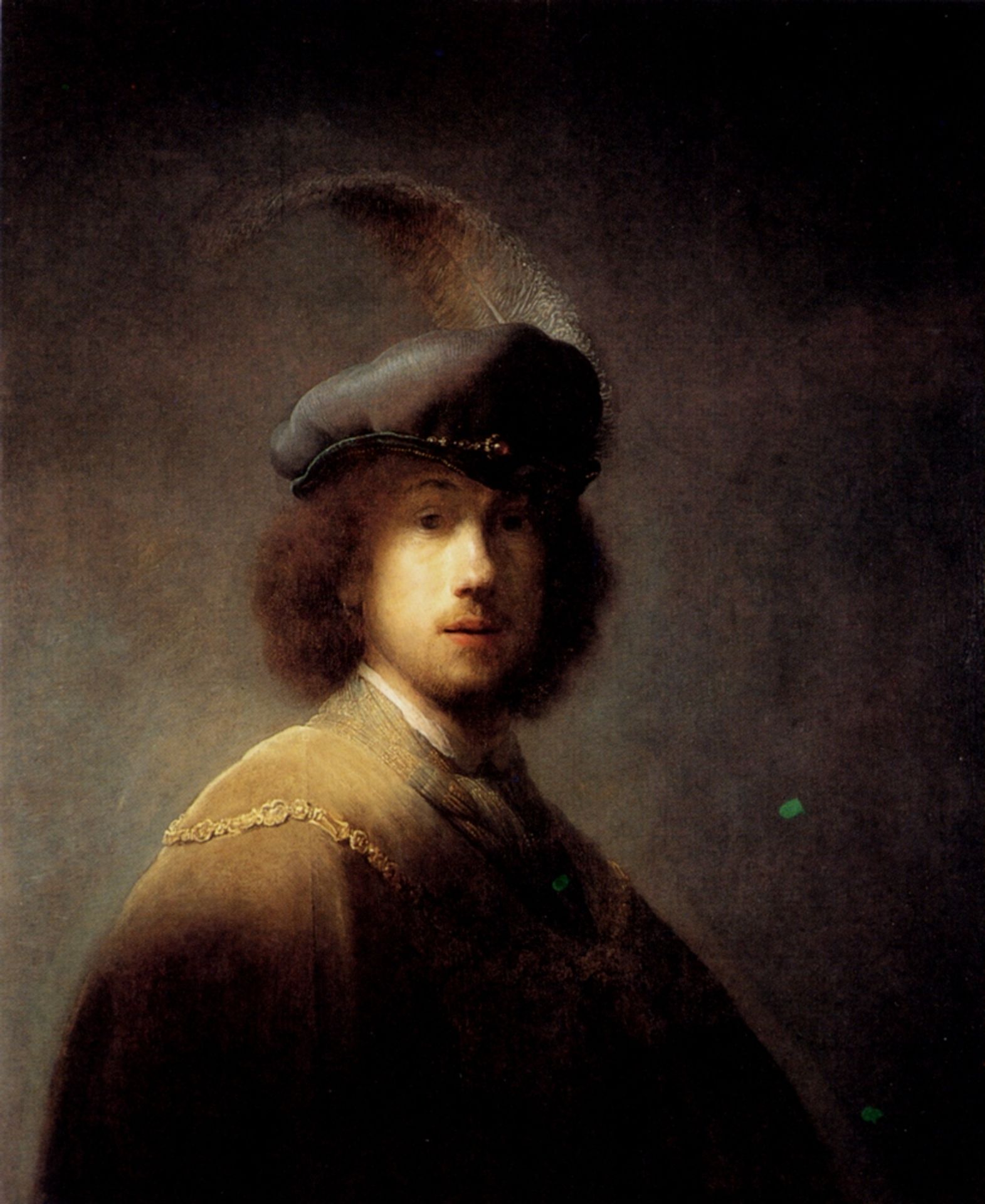 Self-Portrait in a Plumed Hat by Rembrandt van Rijn