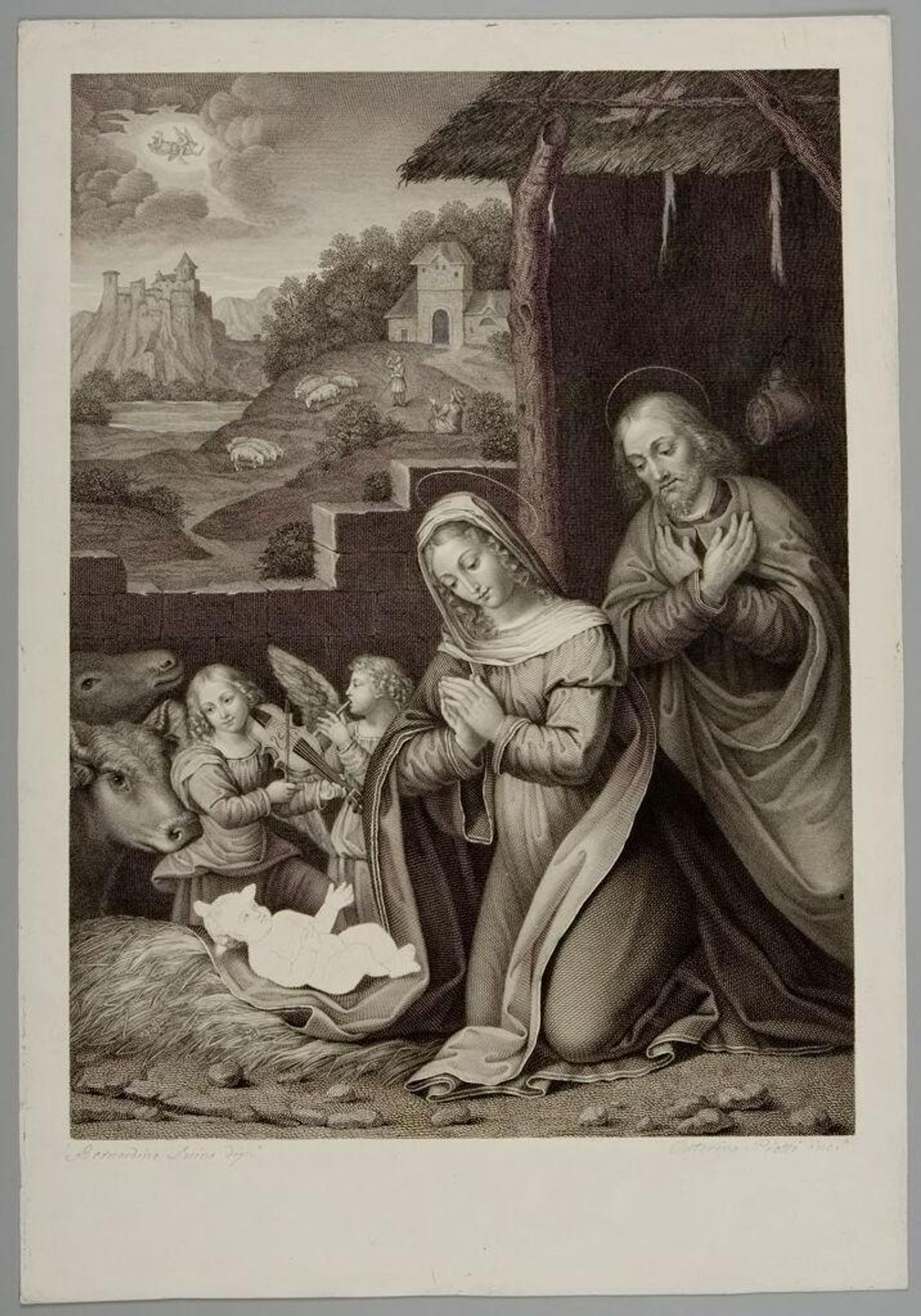 Adoration of the Infant Christ by Mary and Joseph by Caterina Piotti-Pirola