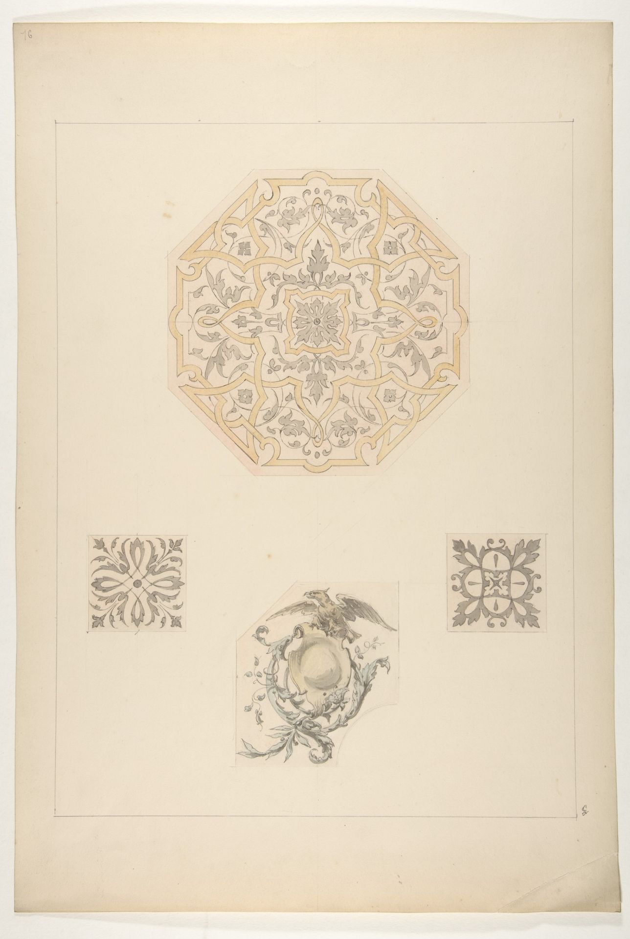 Four designs for decorative motifs by Jules-Edmond-Charles Lachaise