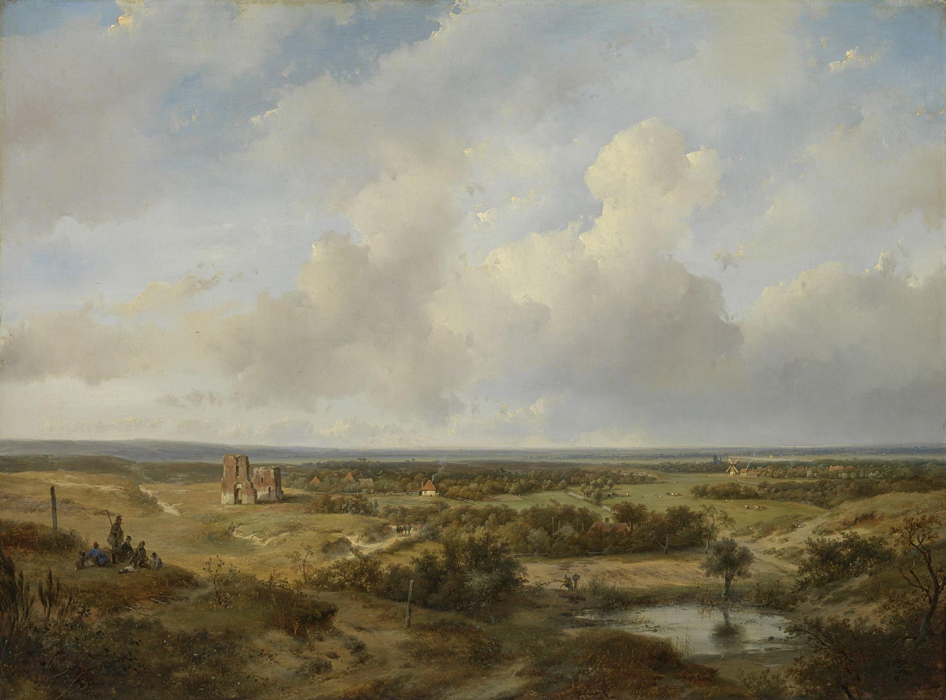 View of the Dunes with the Ruins of Brederode Castle near Santpoort by Andreas Schelfhout