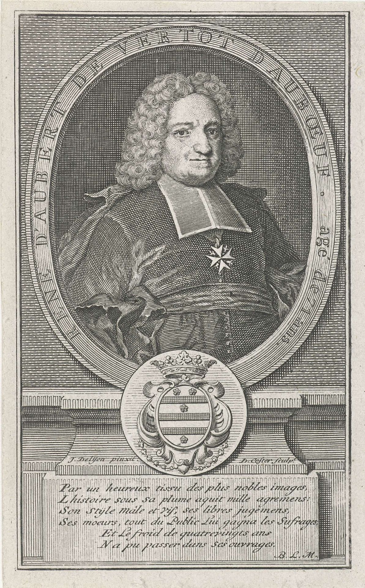 Portret van René Aubert de Vertot d'Auboeuf by David Coster