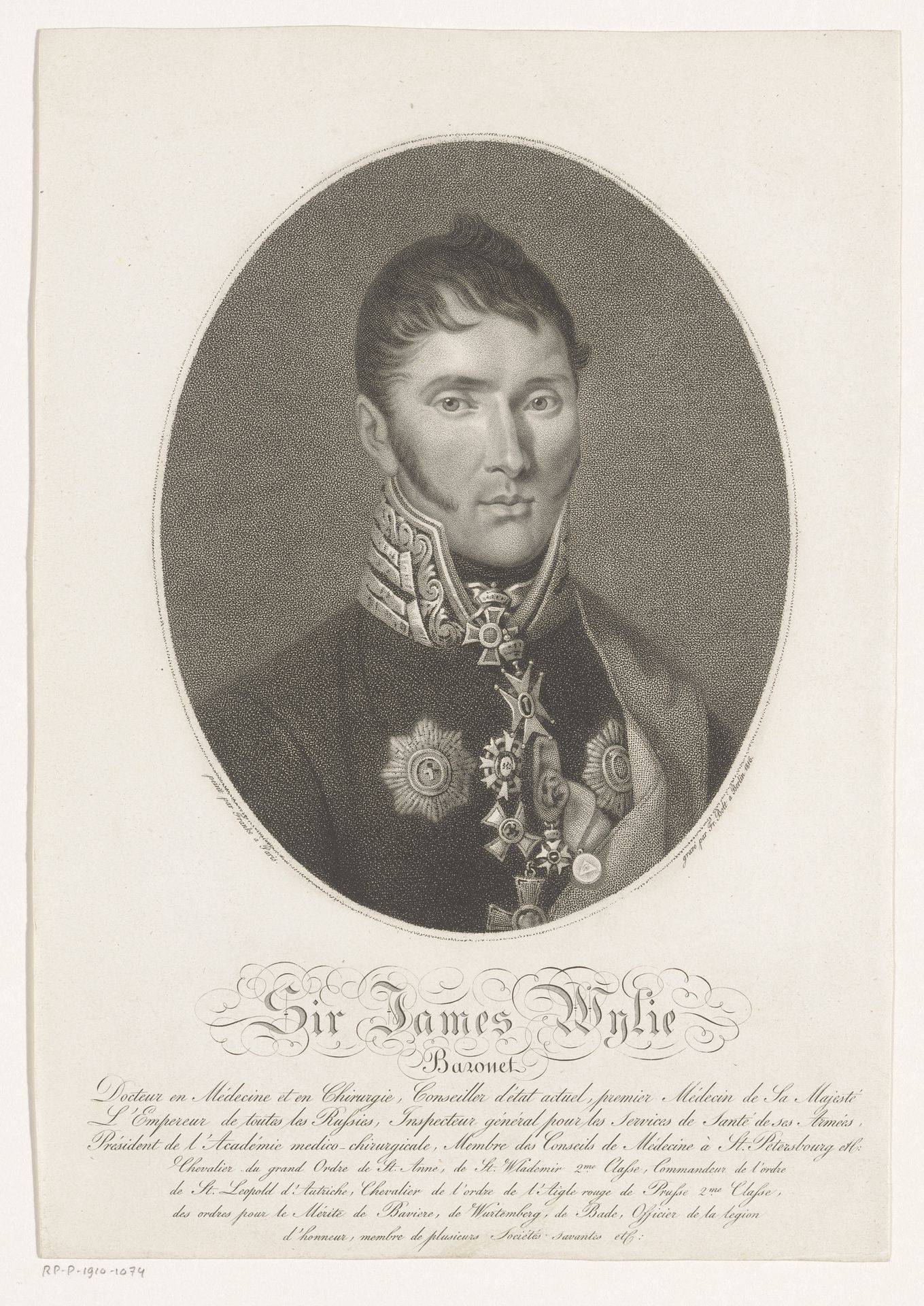 Portret van Sir James Wylie by Johann Friedrich Bolt