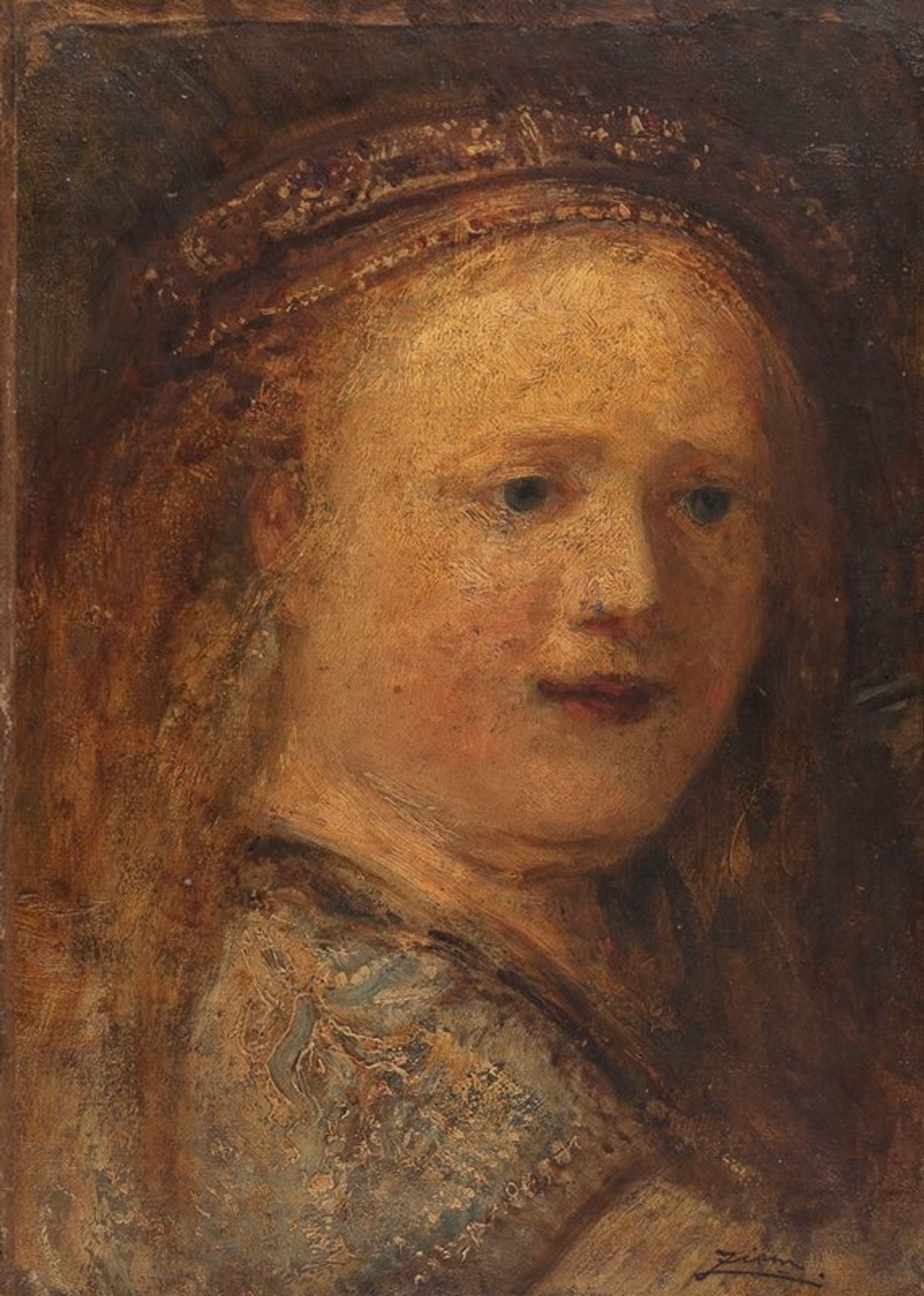 Etude de femme, copie d’après Rembrandt by Félix Ziem