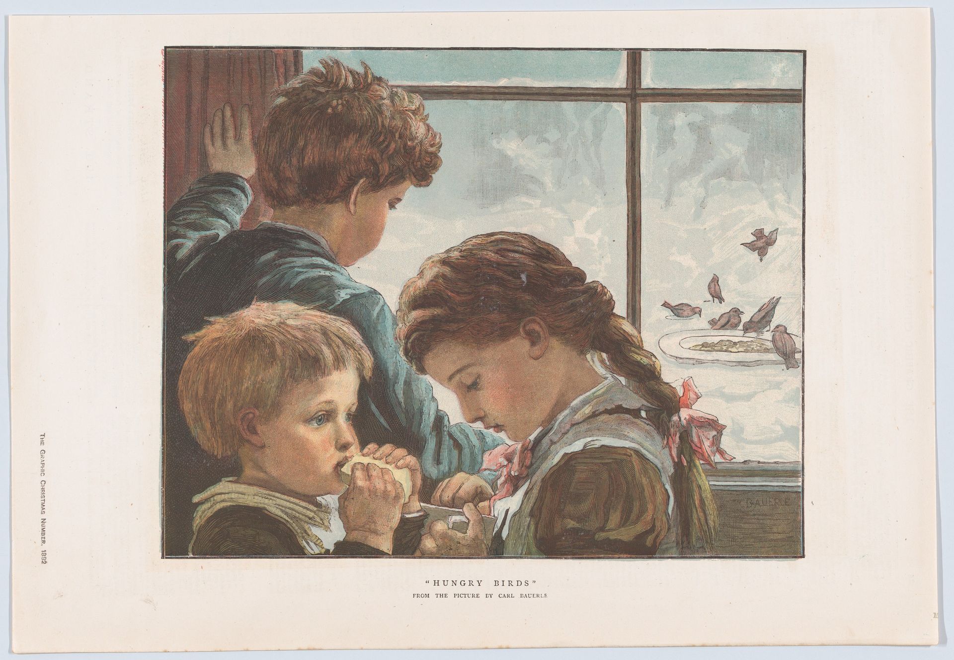 Hungry Birds, from "The Graphic" Christmas Number by Karl Wilhelm Friedrich Bauerle