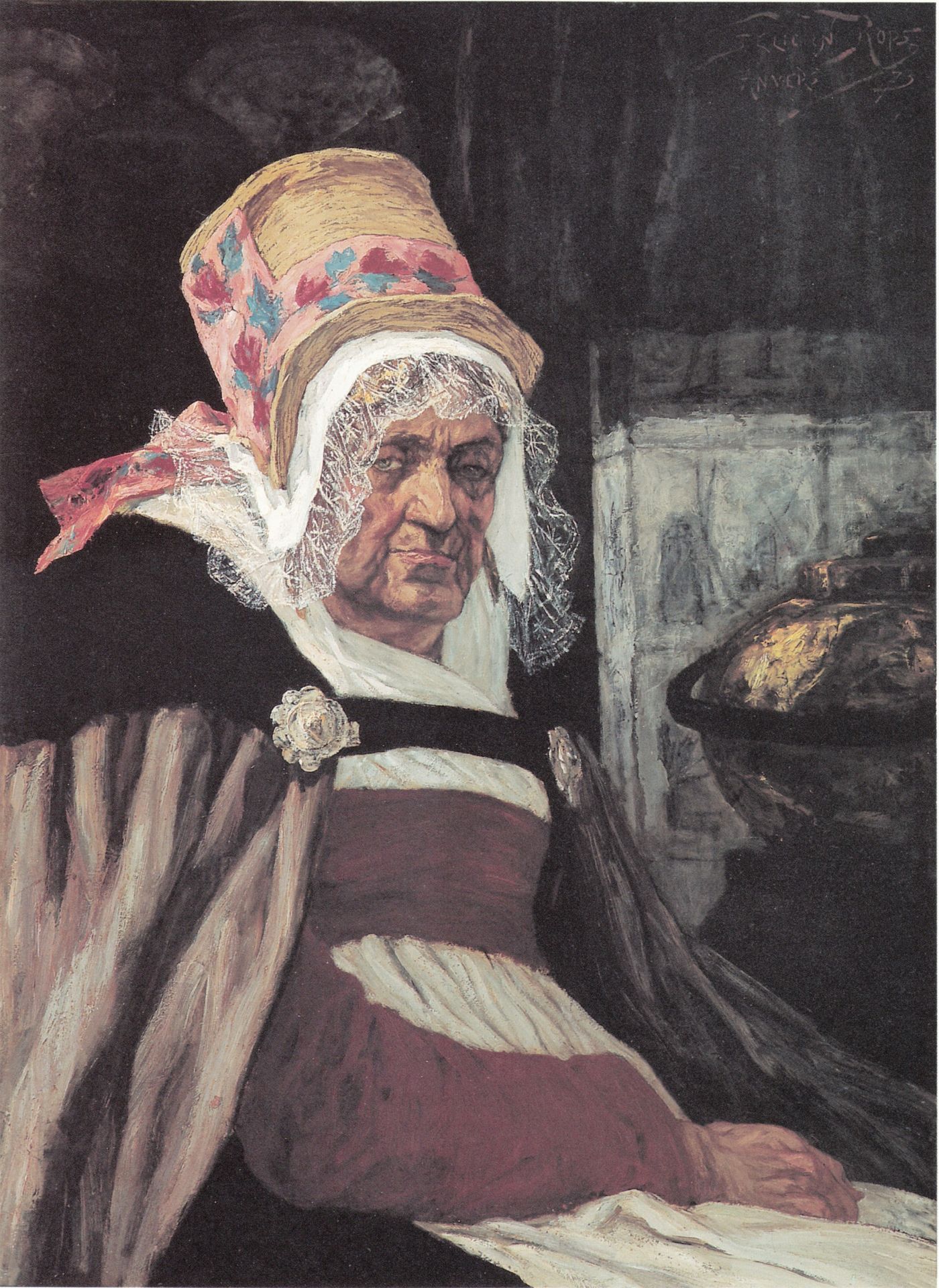 Head of old woman from Antwerp by Felicien Rops