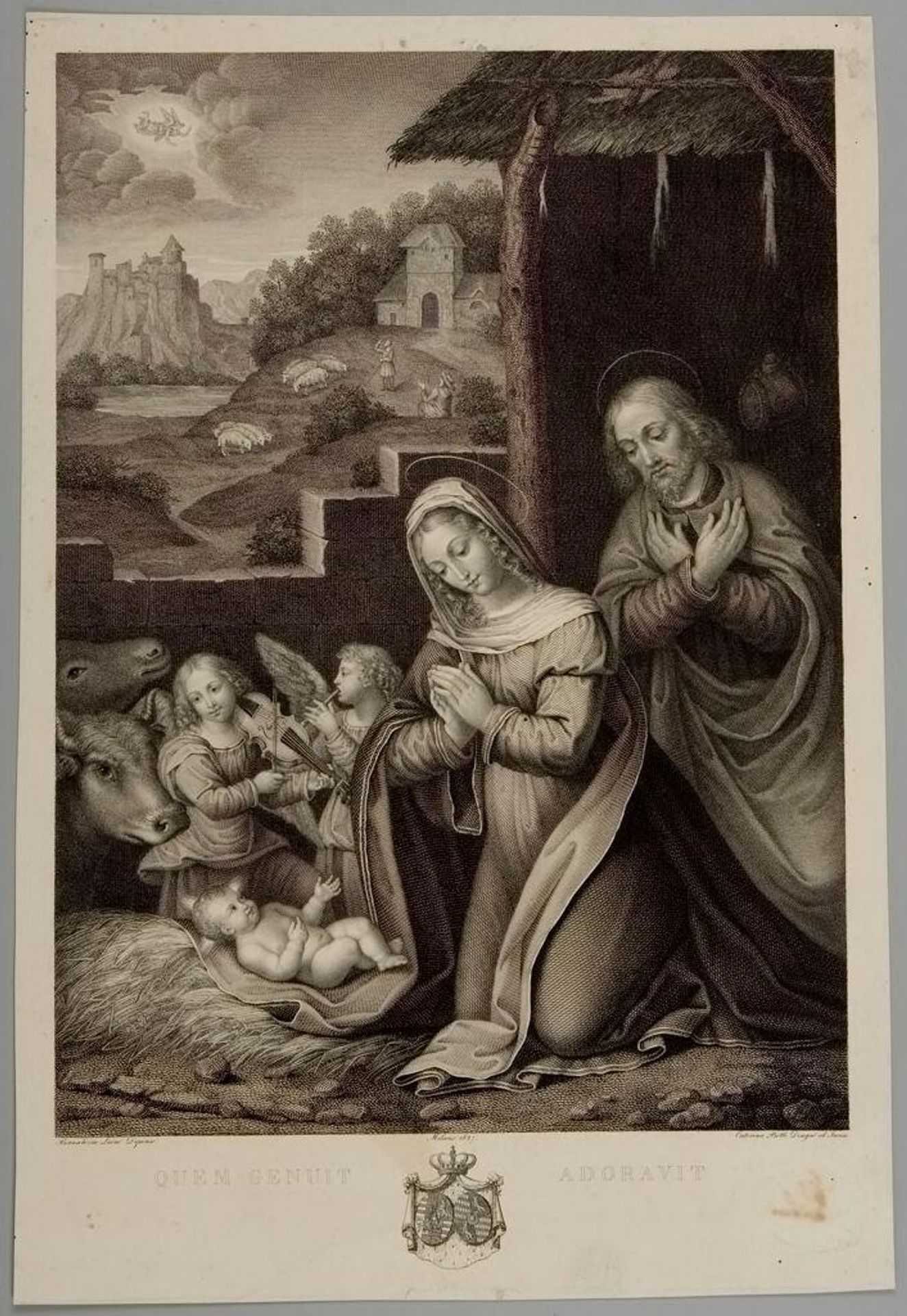 Adoration of the Infant Christ by Mary and Joseph by Caterina Piotti-Pirola