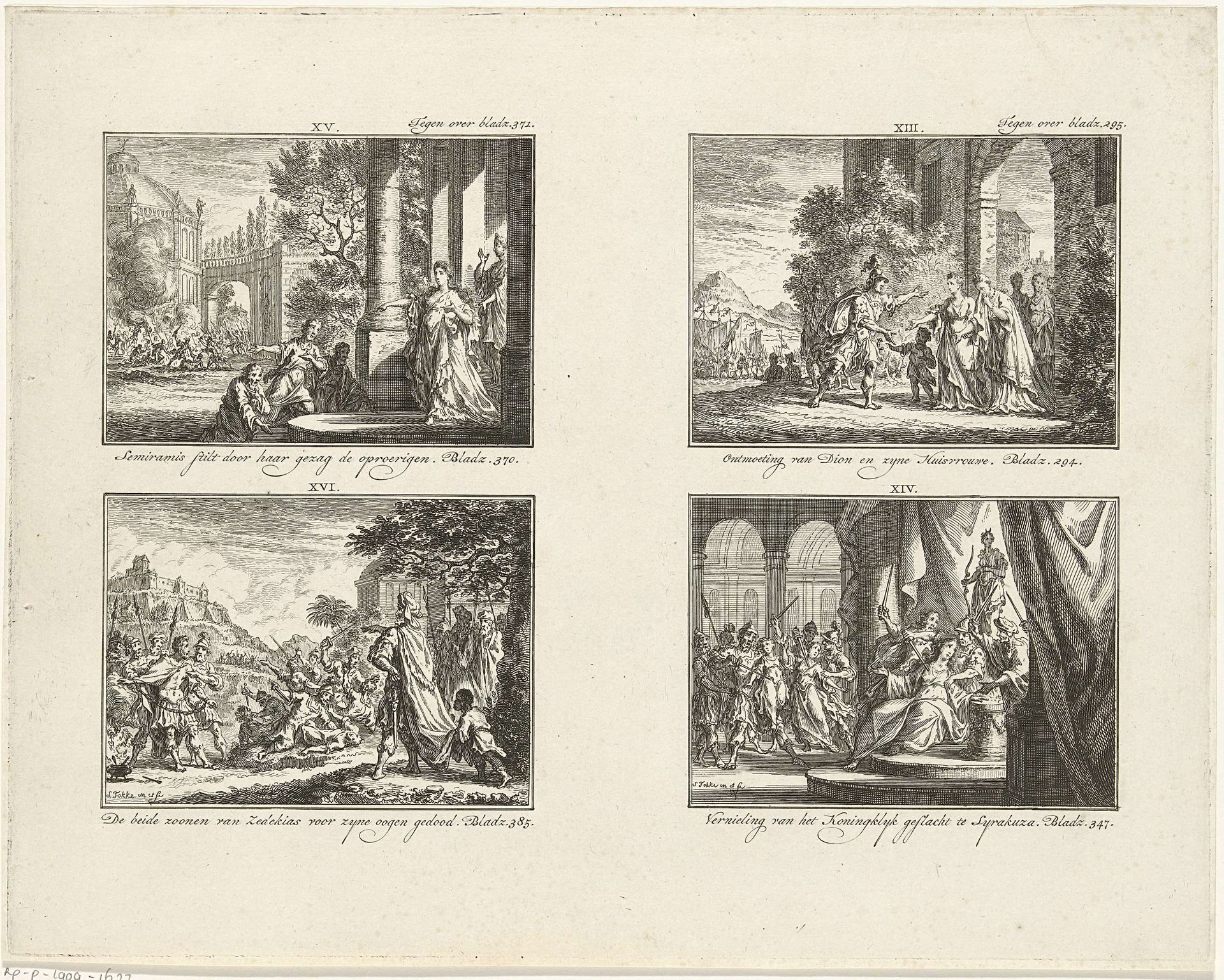 Vier voorstellingen uit de klassieke geschiedenis by Simon Fokke