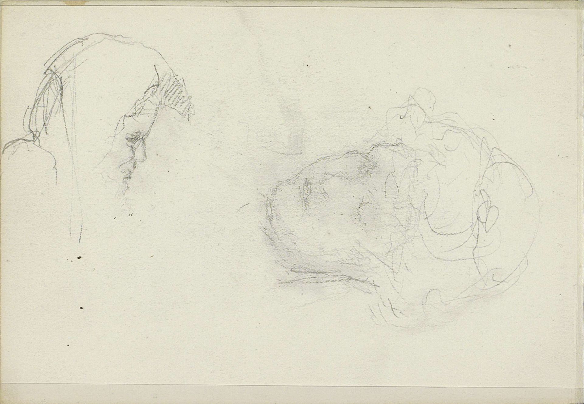 Koppen van een vrouw en een figuur by Jozef Israëls