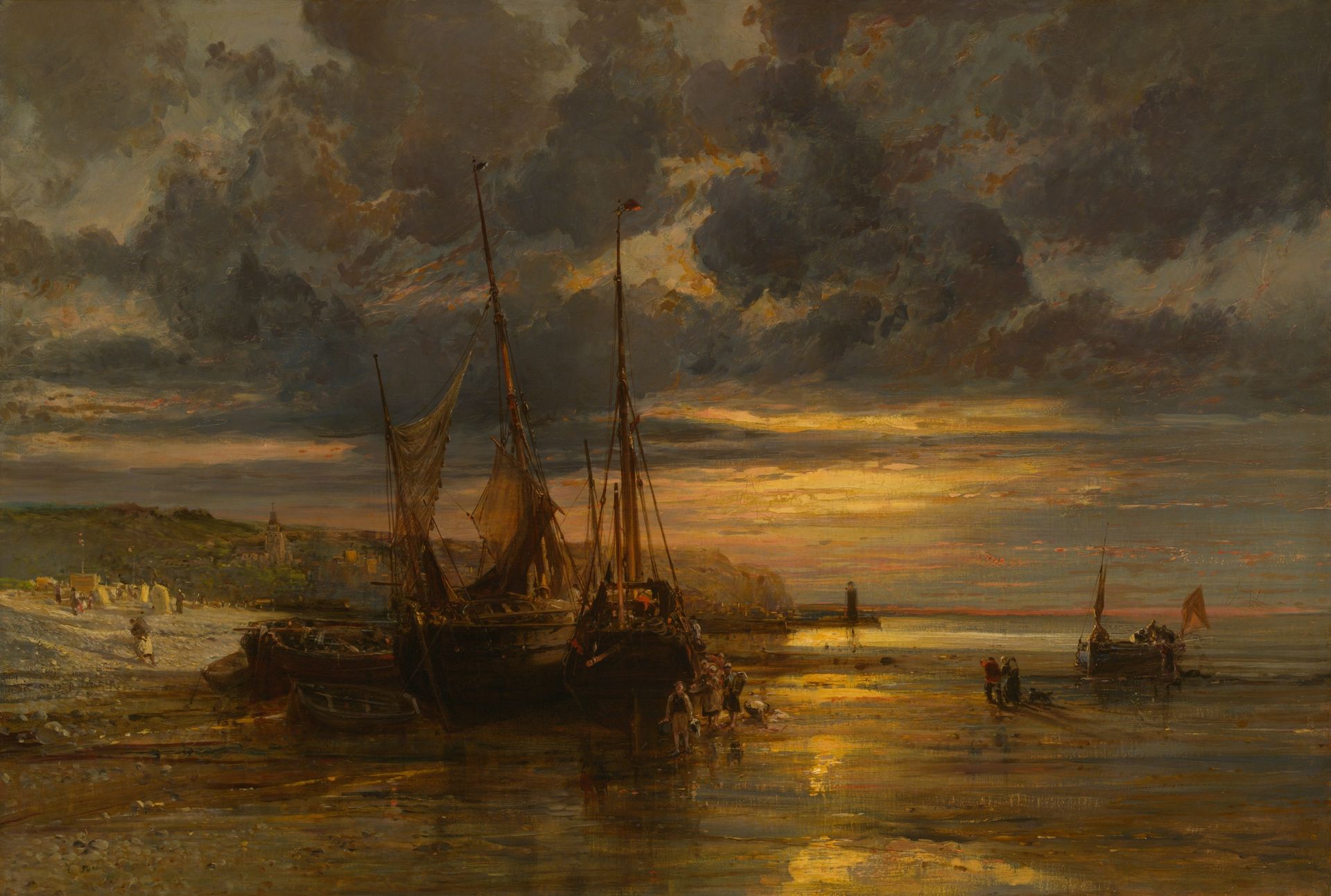 Beached Fishing Boats by Jules-Achille Noël