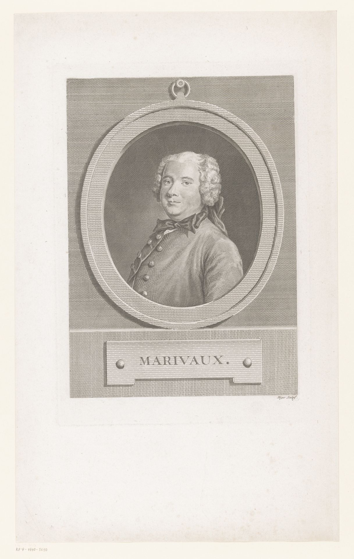 Portret van Pierre Carlet de Marivaux by Simon Charles Miger