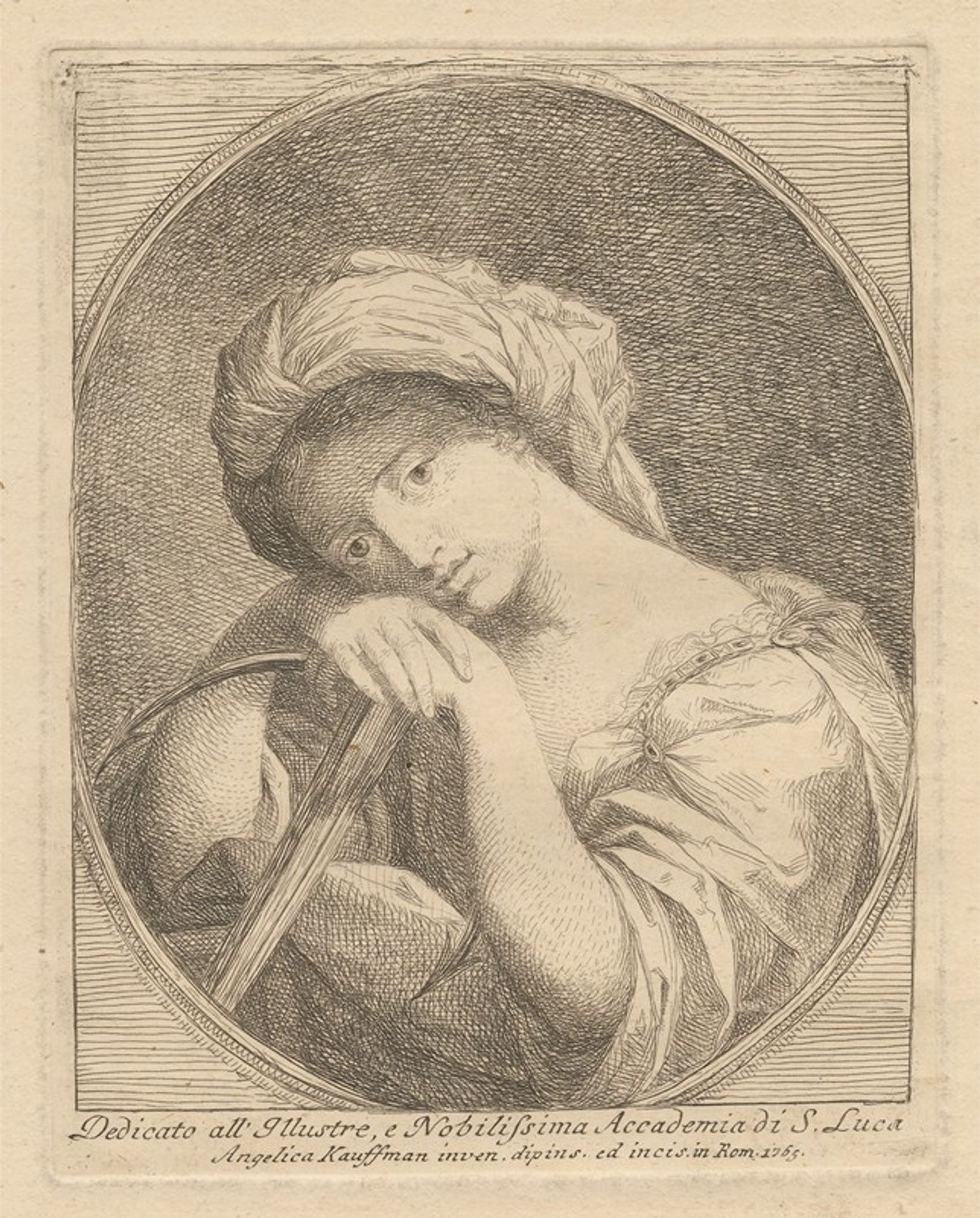 Bust of a Young Woman with Flowers in Her Hair by Angelica Kauffmann