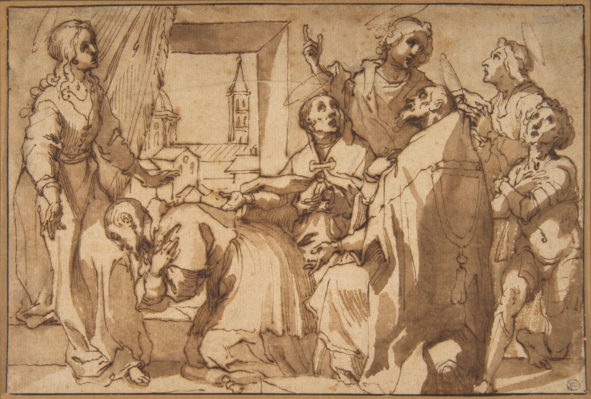 Cardinal Paolo Sfondrato Kneeling Before Saint Cecilia, Accompanied by other Saints by Francesco Vanni