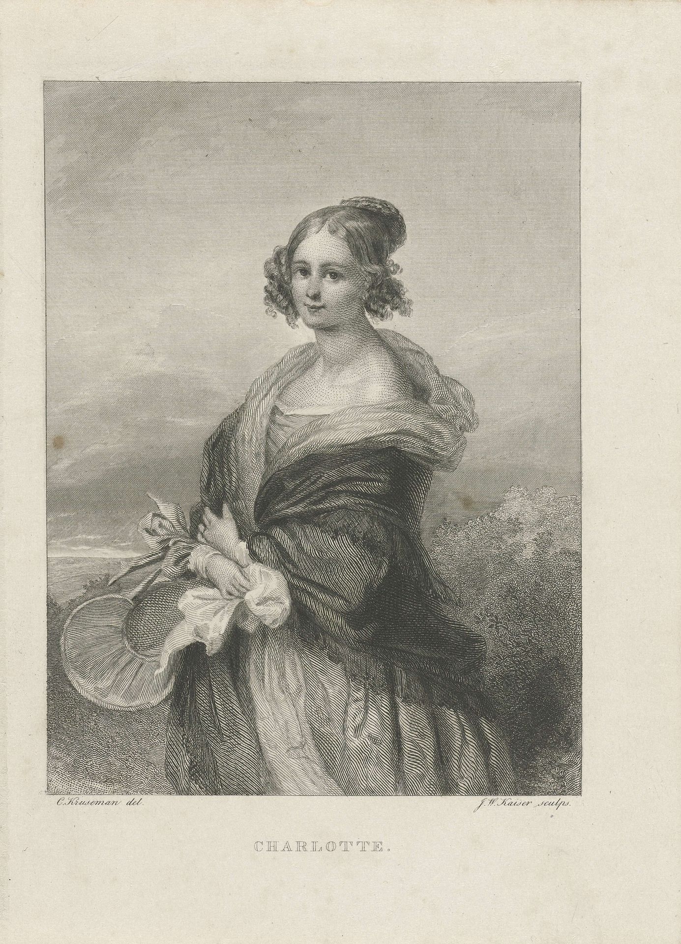 Portret van Charlotte by Johann Wilhelm (I) Kaiser
