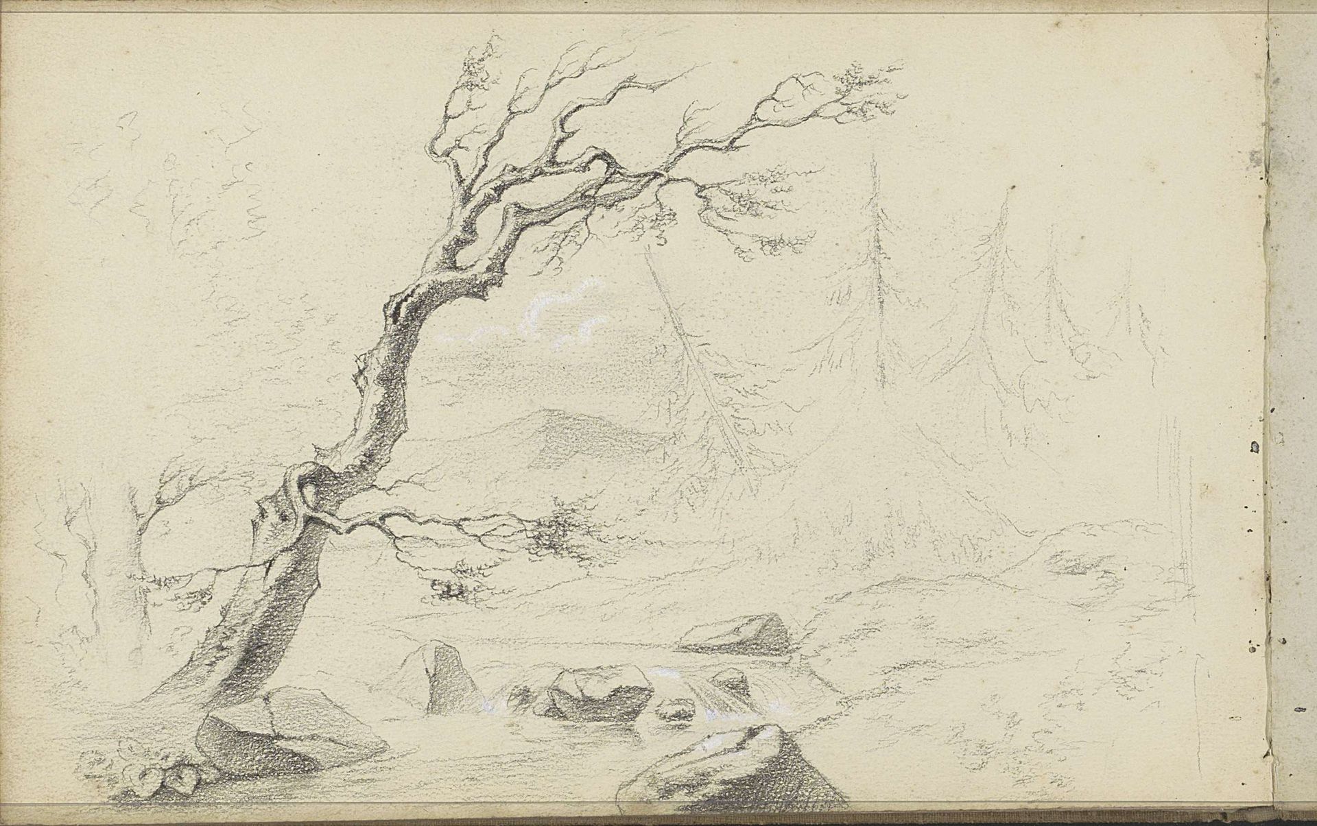 Beek in een berglandschap by Willem Cornelis Rip