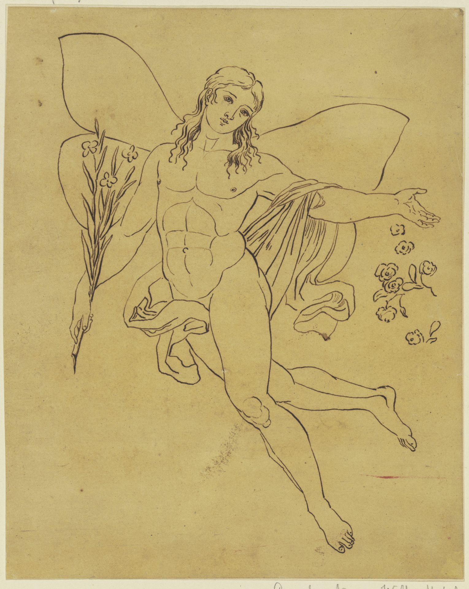 Geflügelter Jüngling, Blumen streuend (Genius des Guten) by Gerhard von Kügelgen