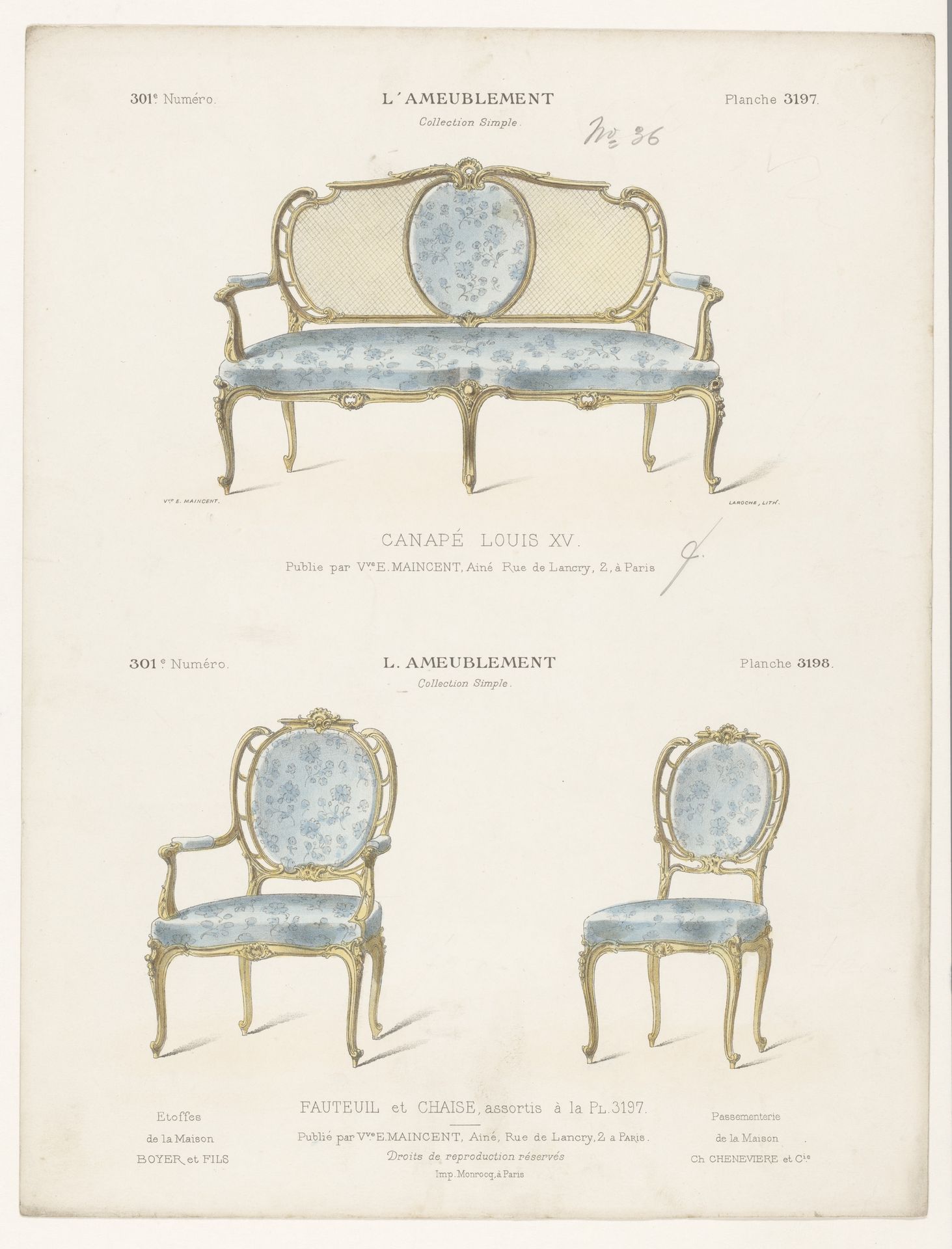 Canapé, fauteuil en stoel by Léon Laroche
