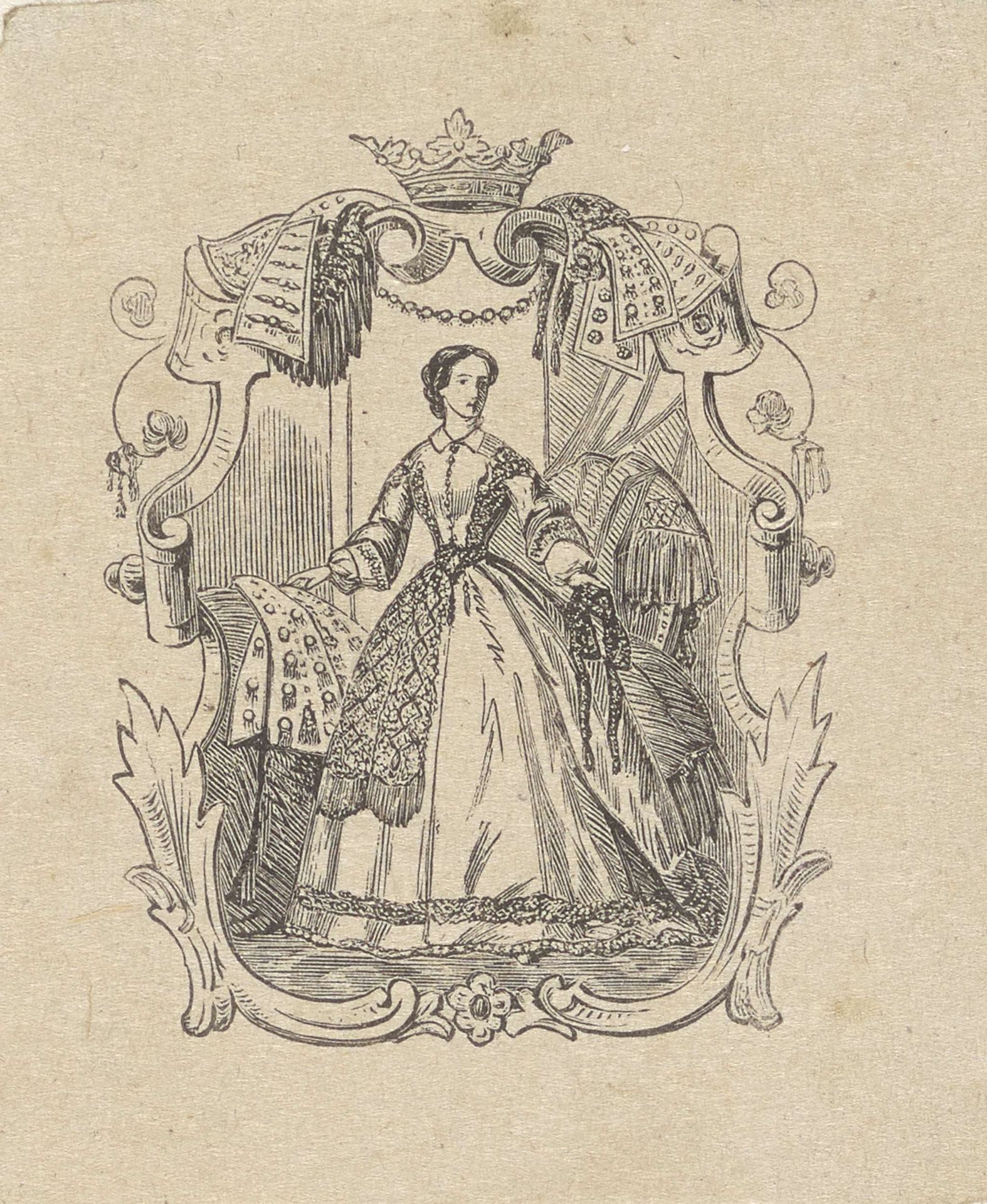 Vrouw in een geornamenteerde omlijsting met een kroon by Isaac Weissenbruch