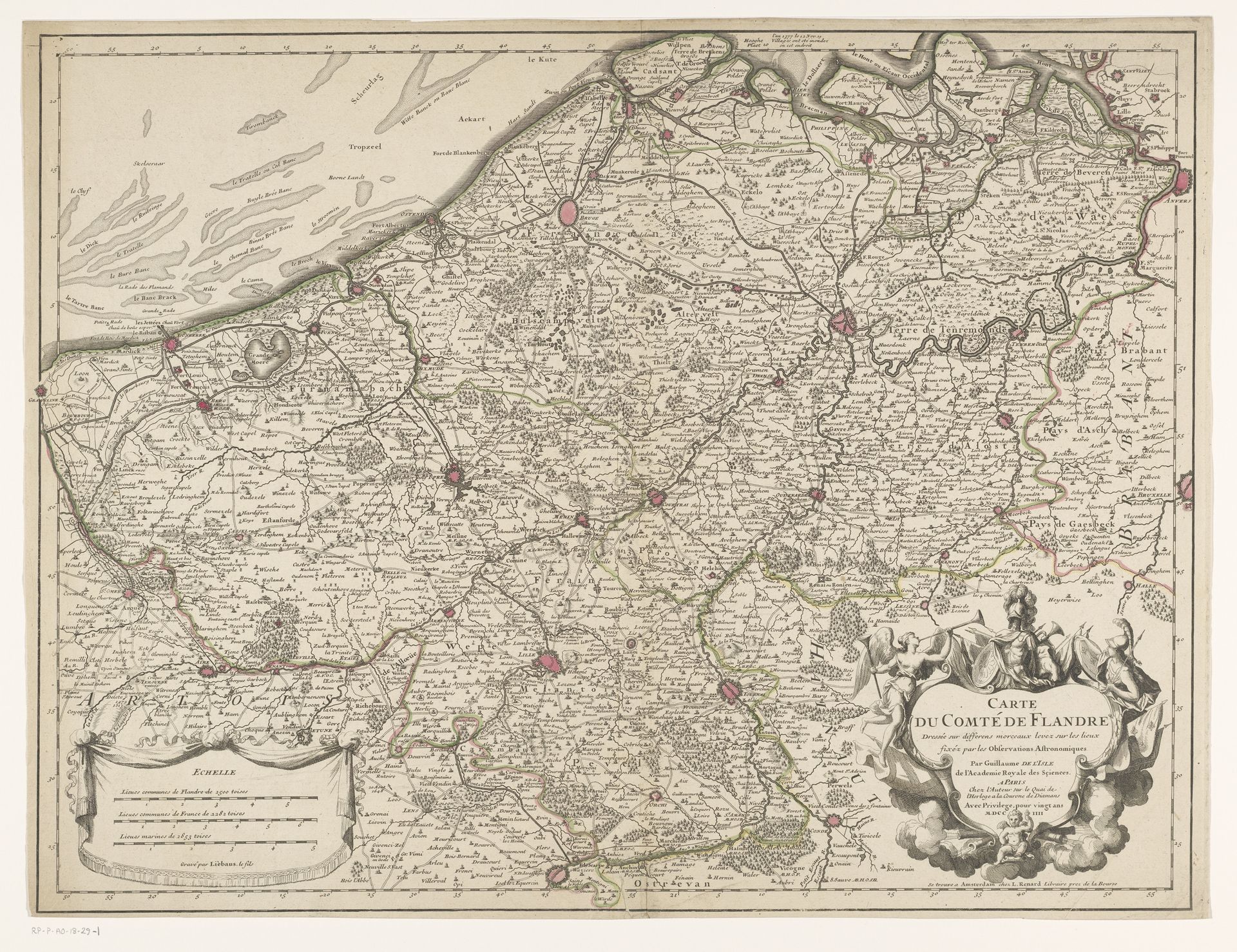 Kaart van het graafschap Vlaanderen by Henri Liebaux