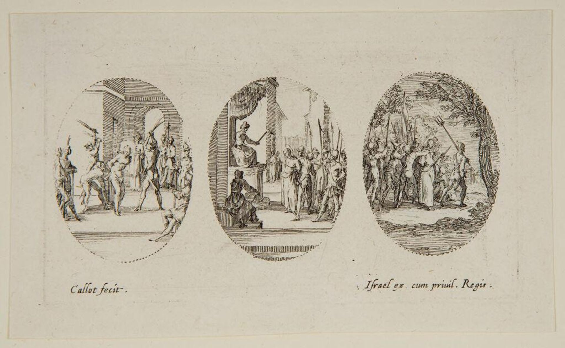 Christ Being Beaten on His Back; Christ Being Judged; Christ Being Led Away by Soldiers by Jacques Callot