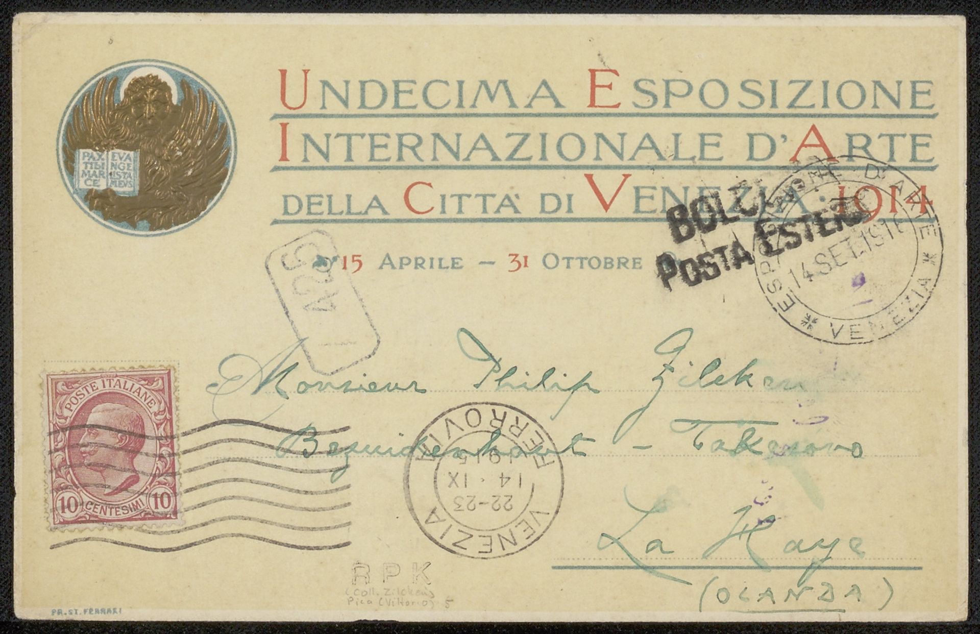 Briefkaart aan Philip Zilcken by Vittorio Pica
