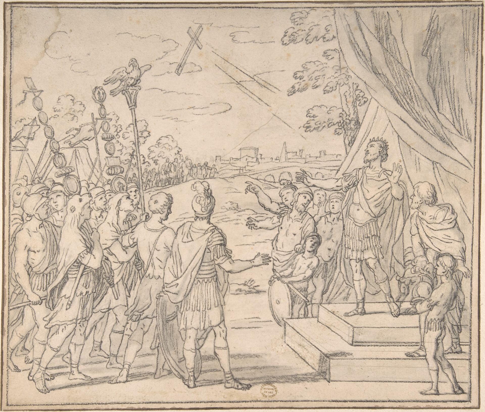 Vision of Constantine, copy after a drawing by Giacinto Gimignani by Anonymous