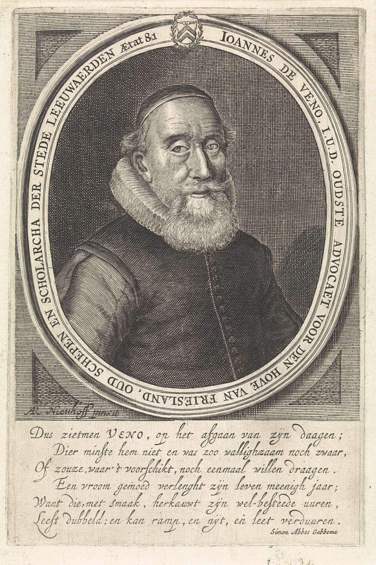 Portret van Joannes de Veno by Crispijn van de (II) Passe