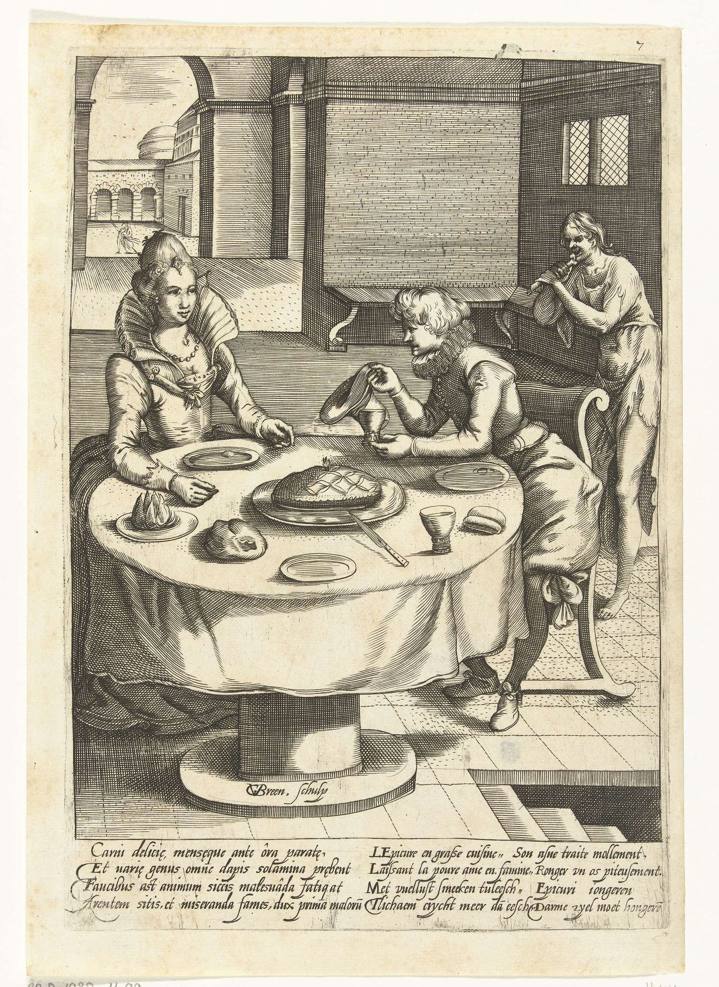 Man en vrouw aan tafel by Gillis van Breen