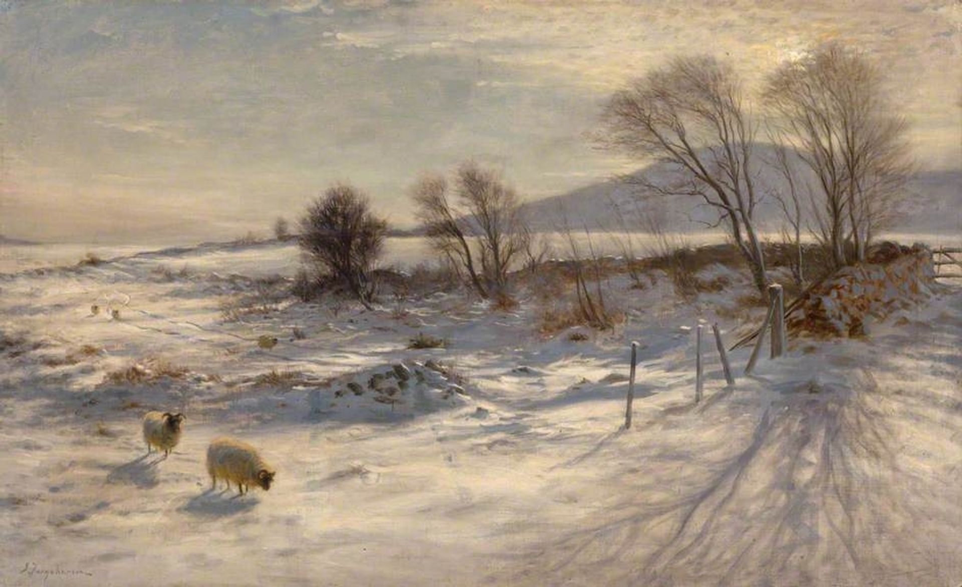 When snow the pasture sheets by Joseph Farquharson
